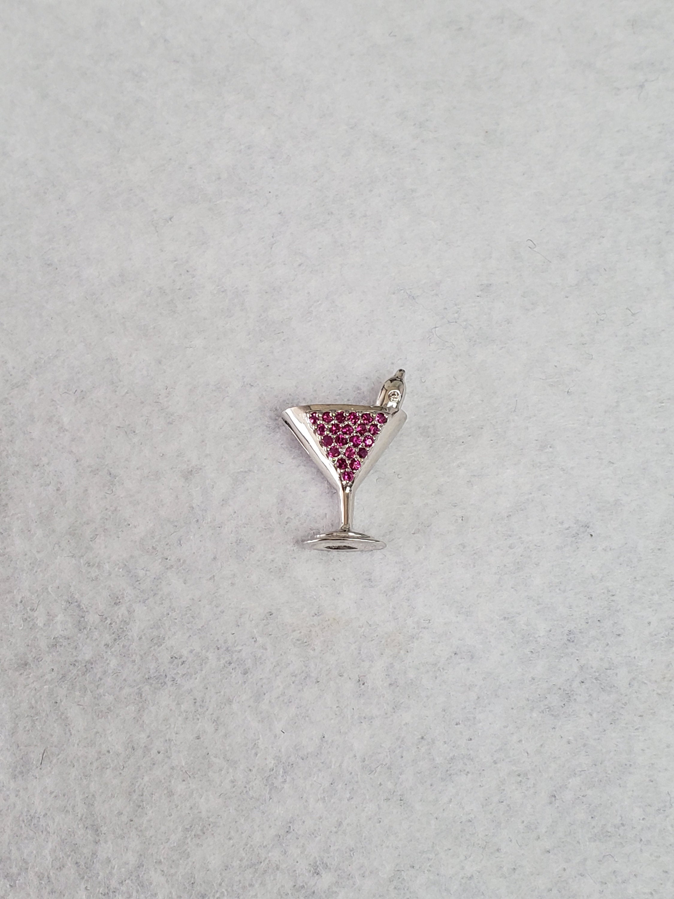 14k White Gold Martini Ruby Necklace - Elegant Dainty Pendant for Women, Perfect for Valentine's Day Gifts, Anniversary, Birthday & Special Occasions