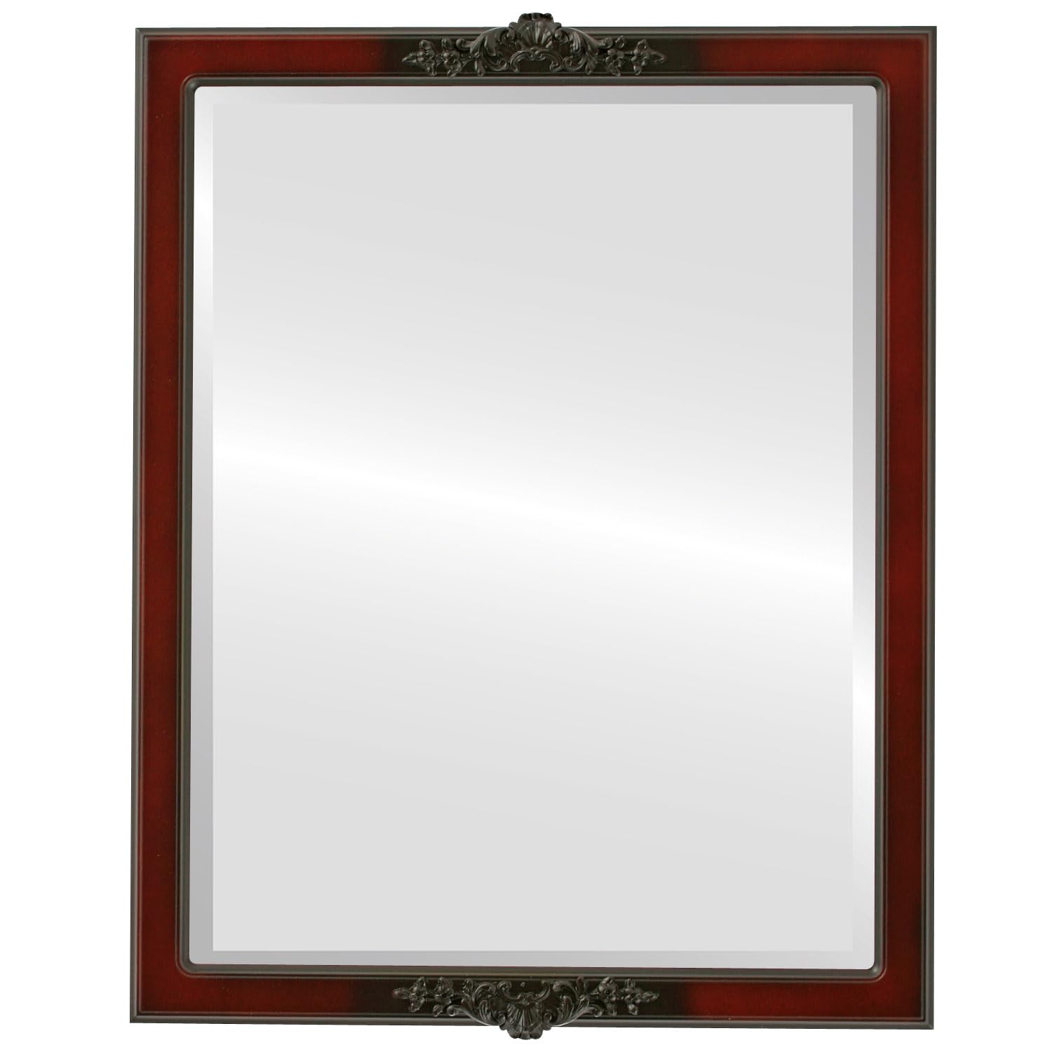Athena Style Rosewood Rectangle Beveled Wall Mirror - 22x26 Inches - Elegant Home Decor Mirror for Living Room, Bedroom & Entryway
