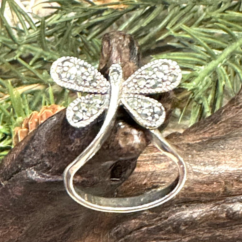 Sterling Silver Marcasite Butterfly Ring - Size 7.5 - Elegant Jewelry for Women - Perfect Gift for Birthday, Anniversary & Special Occasions