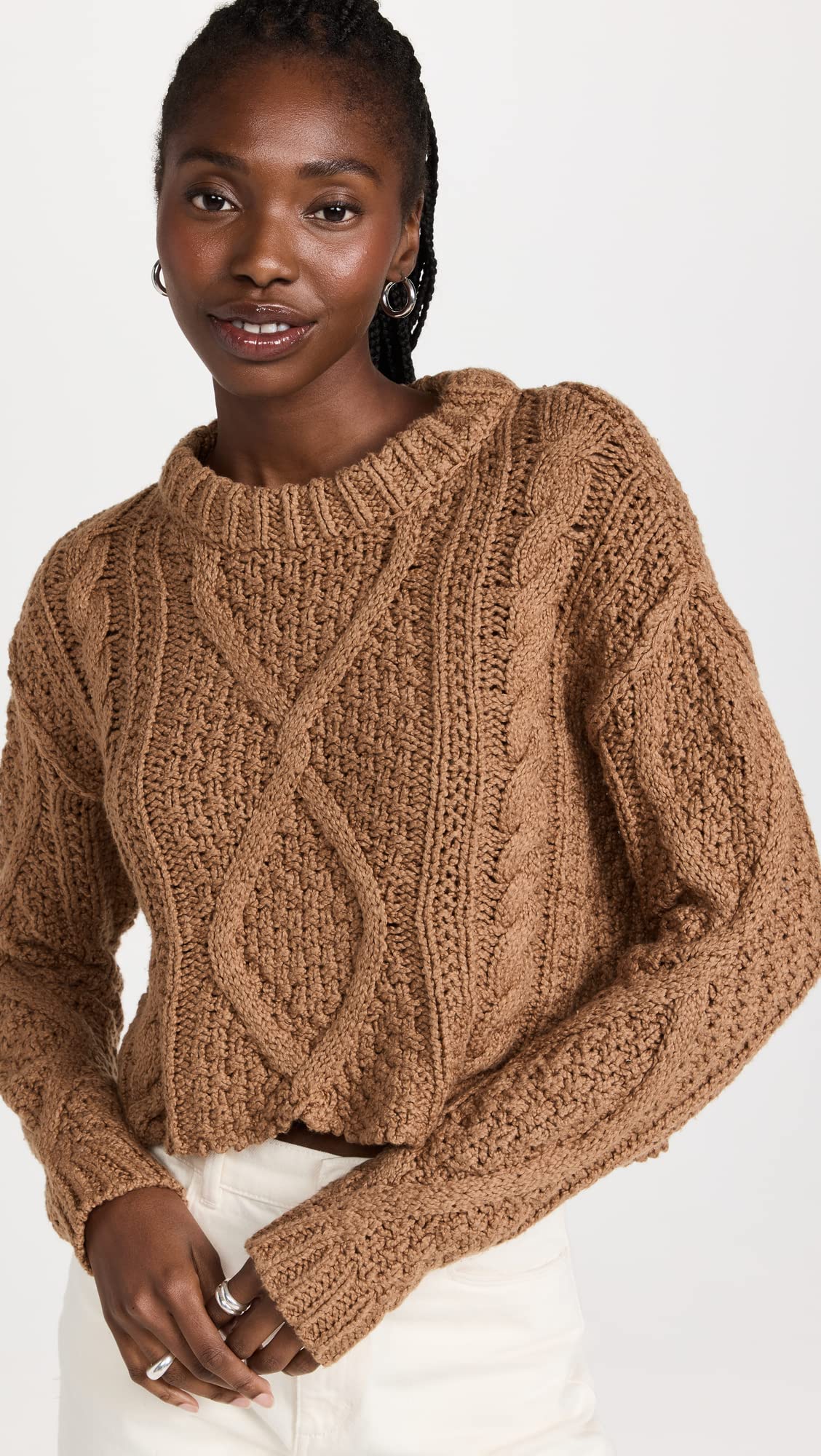 Free People Women's Cable Knit Sweater - Soft & Cozy Winter Pullover for Casual Outfits & Layering
