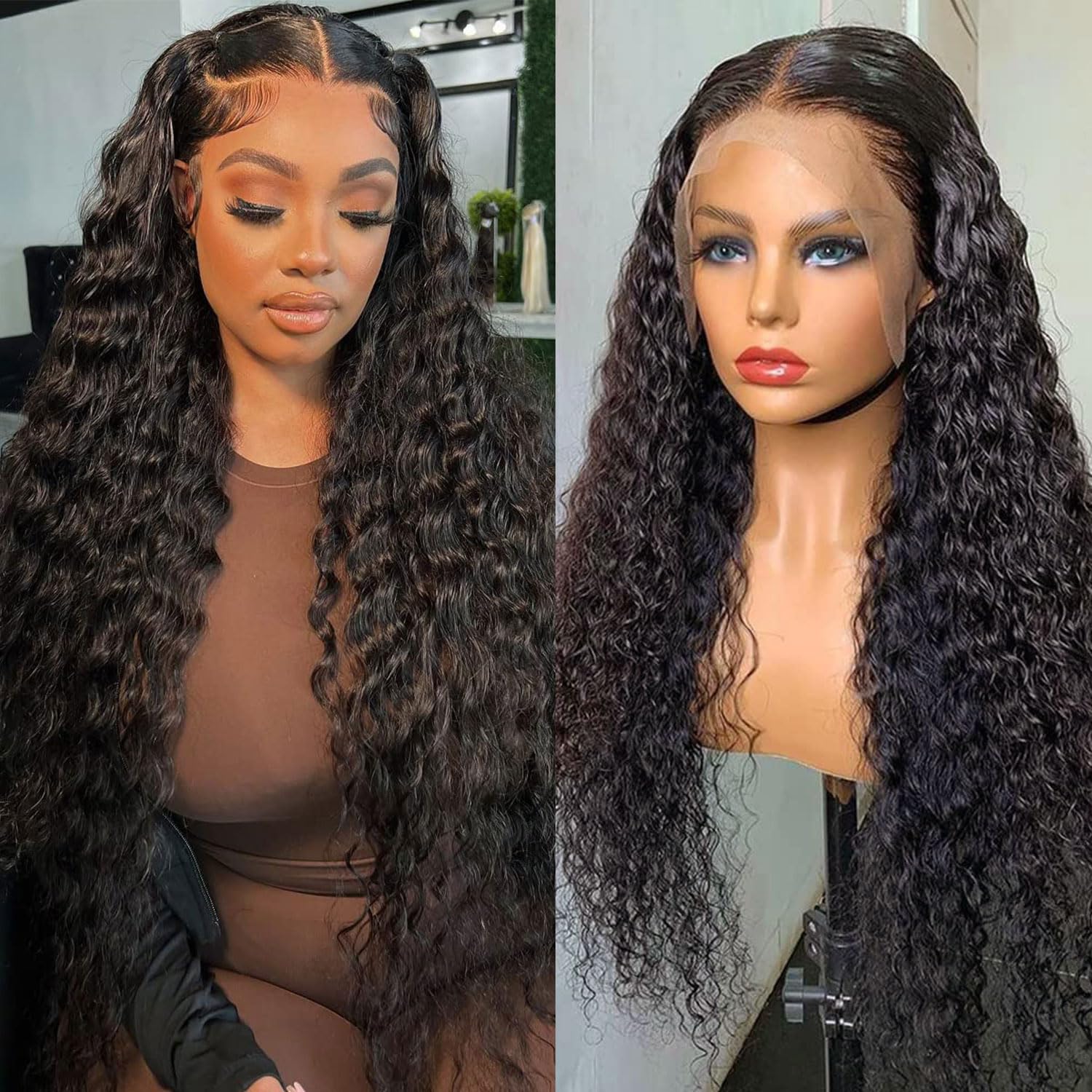 13x6 Deep Wave Lace Front Wigs Human Hair - Pre Plucked 180% Density HD Transparent Glueless Lace Frontal Wig - Brazilian Virgin Human Hair with Baby Hair - 26 Inch - Perfect for Black Women, Parties, Weddings & Daily Wear