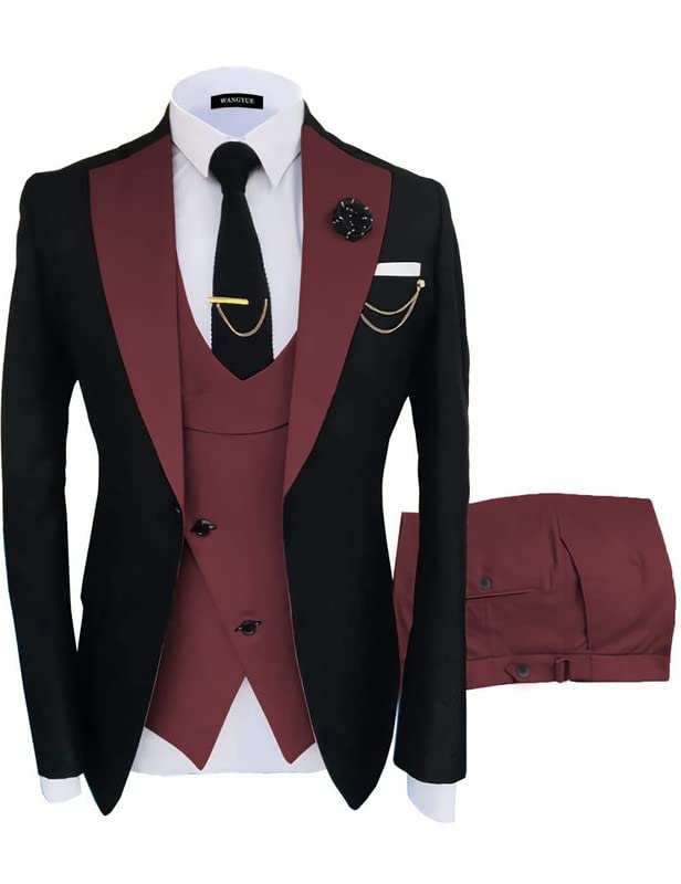 Men's Slim Fit 3-Piece Suit Set - Blazer, Vest & Pants for Wedding, Prom & Business | Formal Attire for Special Occasions