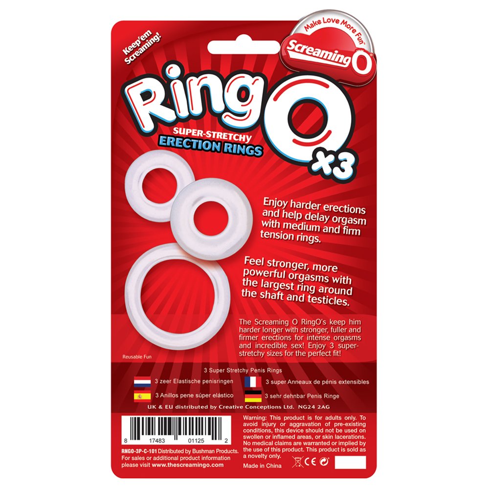 Screaming O Ringo Clear Cock Ring Set of 3 - Stretchy Comfortable Penis Rings for Couples - Enhance Intimacy & Mutual Pleasure - Perfect for Foreplay, Spicing Up Relationships & Sensual Massage