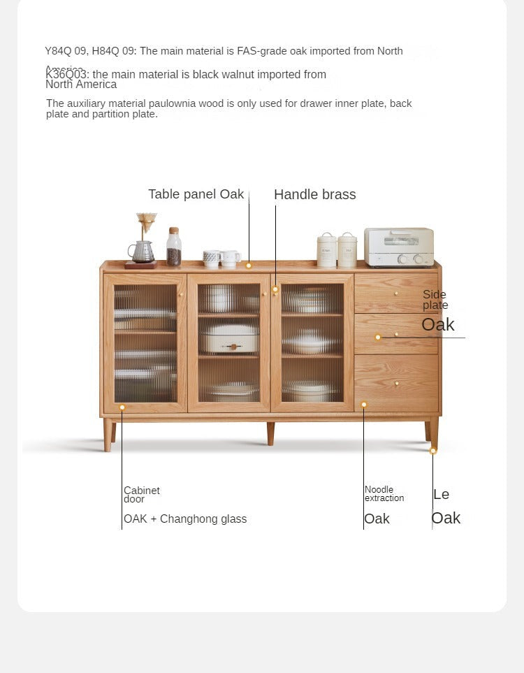 Premium Solid Wood Sideboard with Sliding Doors - Oak, Ash, Black Walnut & Cherry Options - Perfect for Dining Room Storage & Living Room Organization