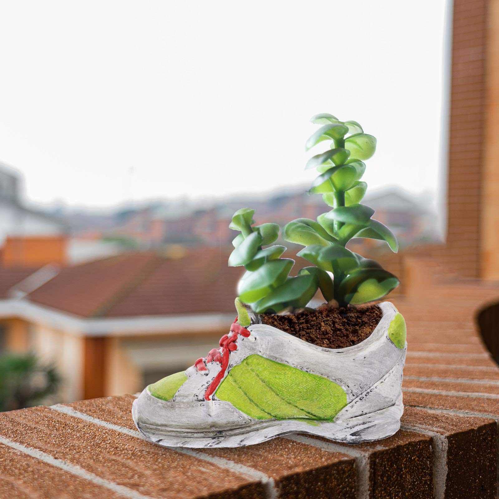 Creative Succulent Planter Boot Shoe Shape - Cute Cartoon Cactus Flower Pot with Pen Holder - Green Decorative Desk Planter for Office, Home & Garden Decor