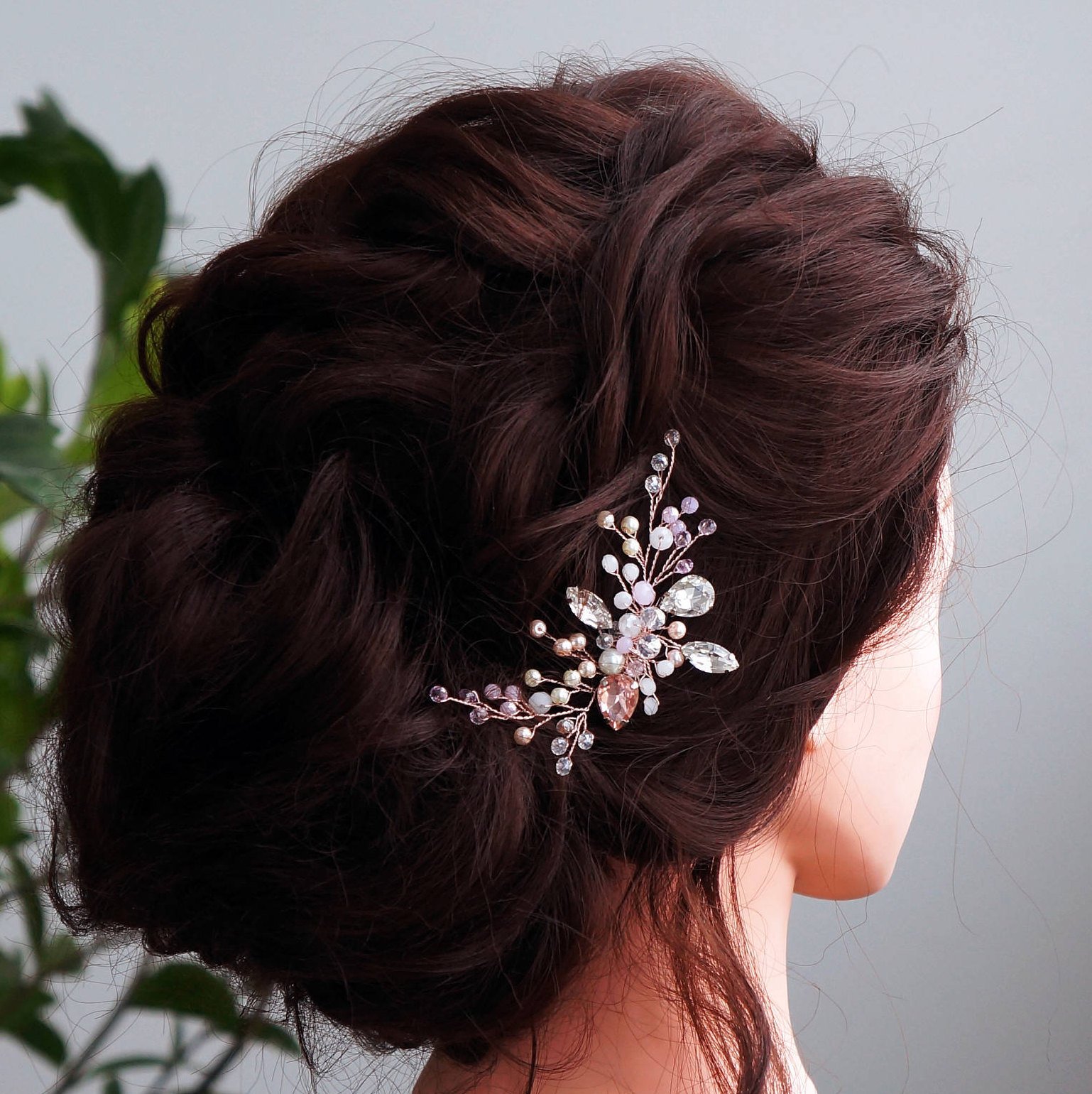 Kercisbeauty Handmade Wedding Hair Comb - Pink Crystal Beads & Pearl Bridal Headpiece for Bride, Prom, Party (Gold) | Elegant Hair Accessory for Weddings, Formal Events & Special Occasions