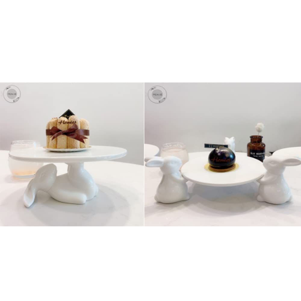 Ceramic Rabbit Plate - Creative Porcelain Bunny Cake Stand, Easter Dessert Serving Tray for Cupcakes, Home Storage & Decoration (Grey) - Perfect for Easter Decor, Tea Parties & Bathroom Organization