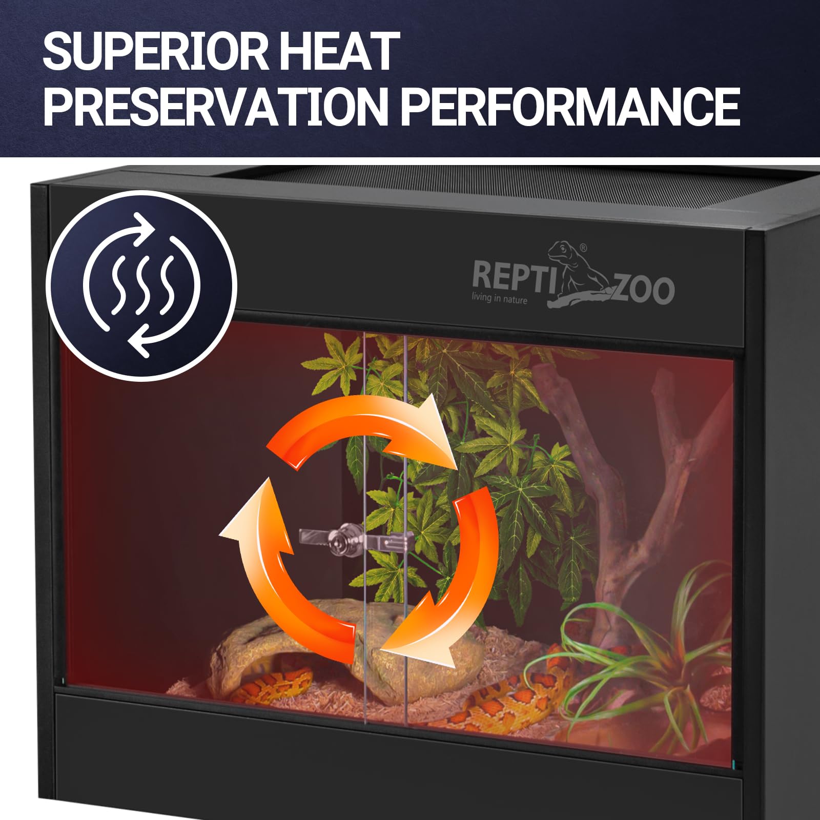 REPTI ZOO 34 Gallon PVC Reptile Terrarium Tank - 24x18x18 Inch Leopard Gecko Enclosure with Glass Sliding Door & Top Screen Ventilation - Ideal for Bearded Dragons, Hermit Crabs, Lizards & Small Reptiles - Perfect for Home, Classroom or Office Habitat Setup