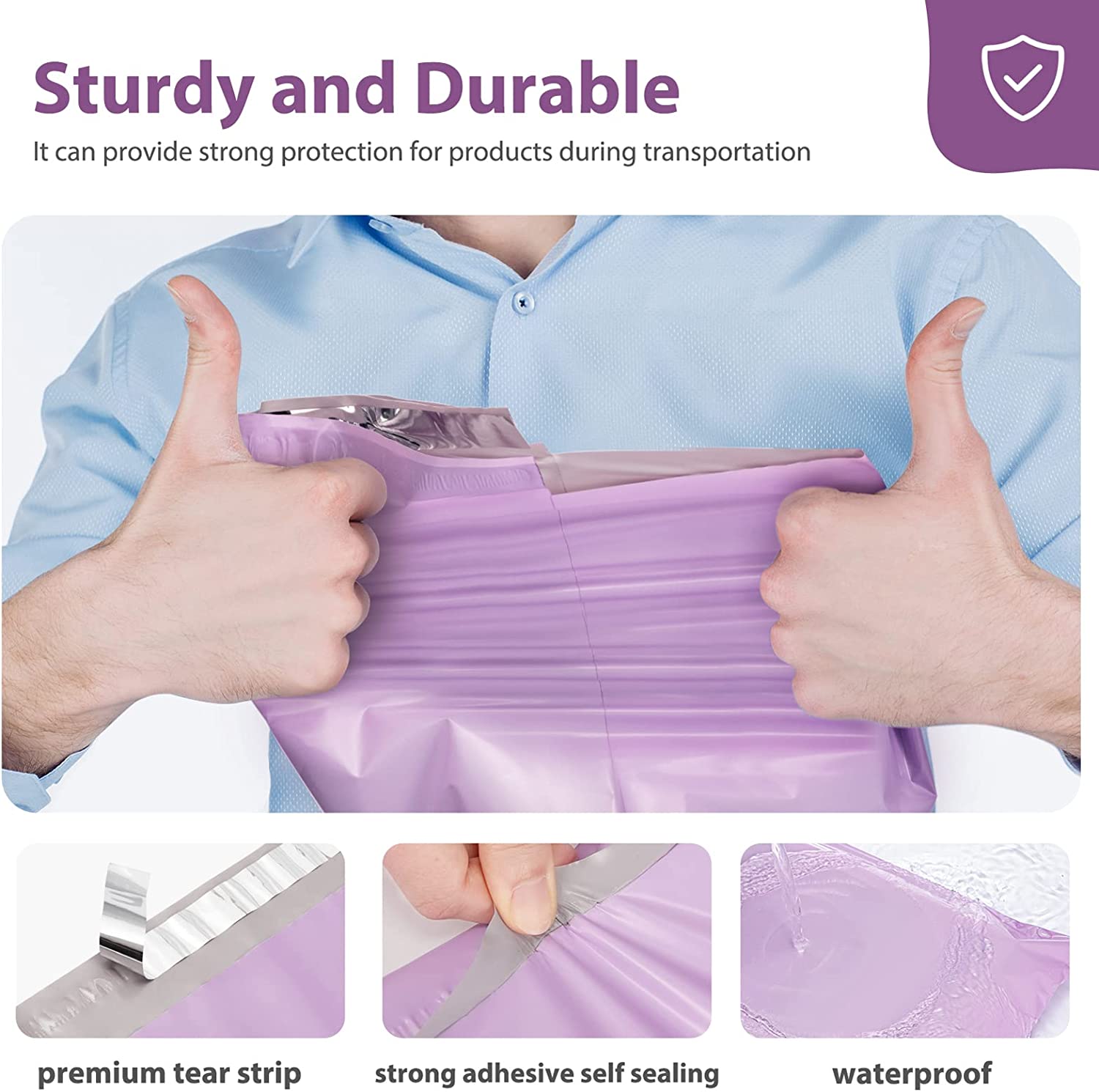 14.5x19 Inch Light Purple Poly Mailer Envelope Shipping Bags - Waterproof & Tear-Resistant for Ecommerce, Clothing, Jewelry & Small Business Shipping