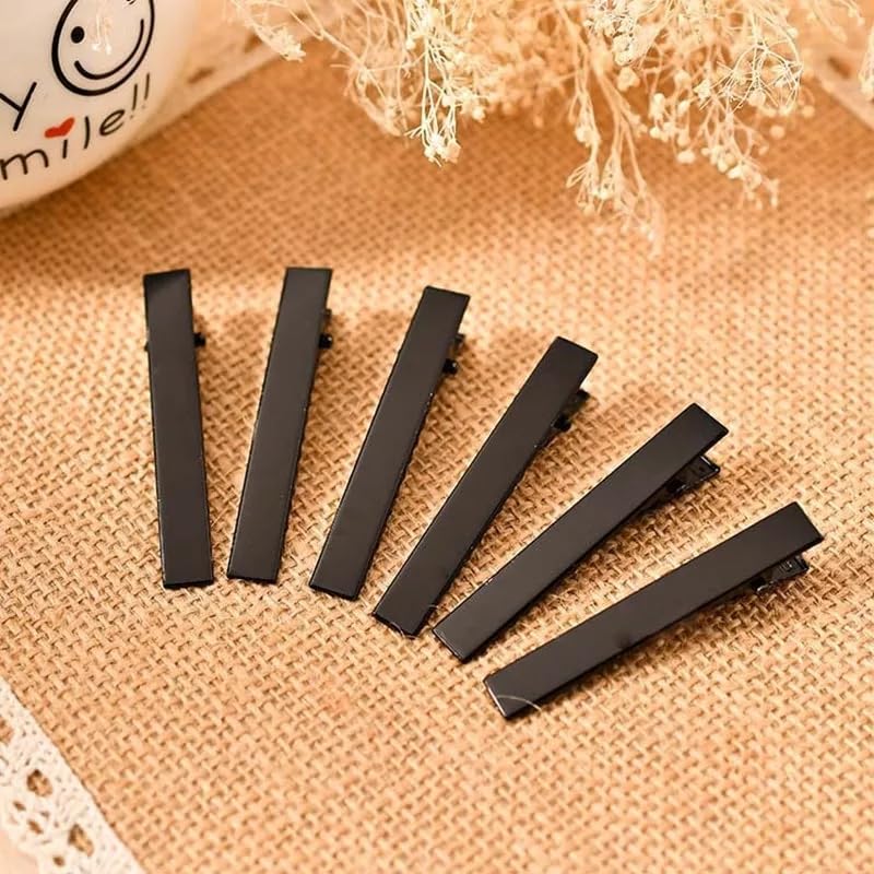 RAWAT® 100-Pack Black Alligator Hair Clips - 5.5CM Metal Single Prong Hairpins for DIY Hair Bows, Braids, Updos & Wedding Hairstyles - Strong Hold Hair Accessories for Women & Girls