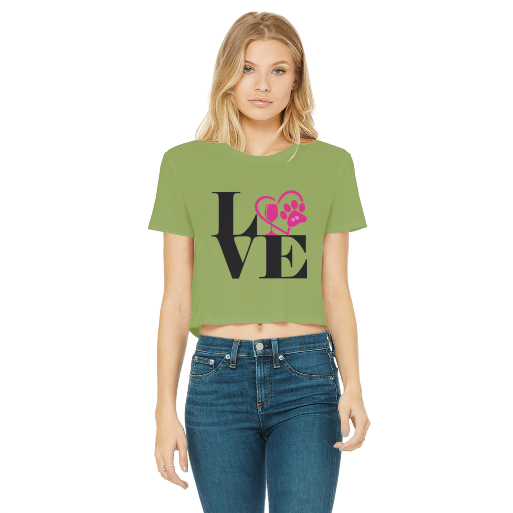 Love Paw 2 Classic Women's Cropped Raw Edge T-Shirt | Vintage-Inspired Graphic Tee for Casual Outfits & Date Nights | WineyBitches.Co