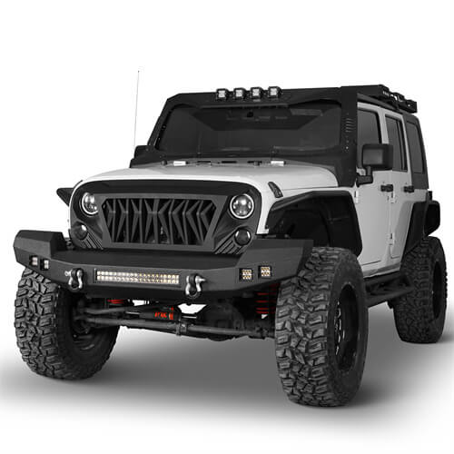 Full Width CLIMBER Front Bumper for 2007-2018 Jeep Wrangler JK - Heavy Duty Off-Road Protection - Perfect for Rock Crawling & Trail Adventures
