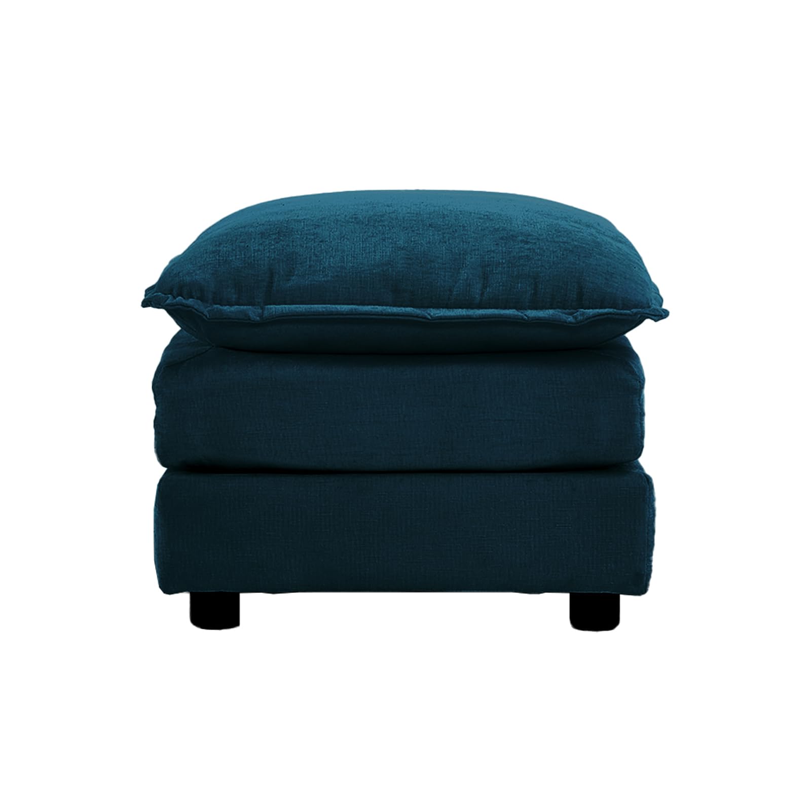 KIVENJAJA Blue Chenille Upholstered Ottoman Footrest - Soft Storage Pouf for Loveseat, Modular Sectional Couch - Perfect for Living Room, Bedroom & Home Theater Relaxation