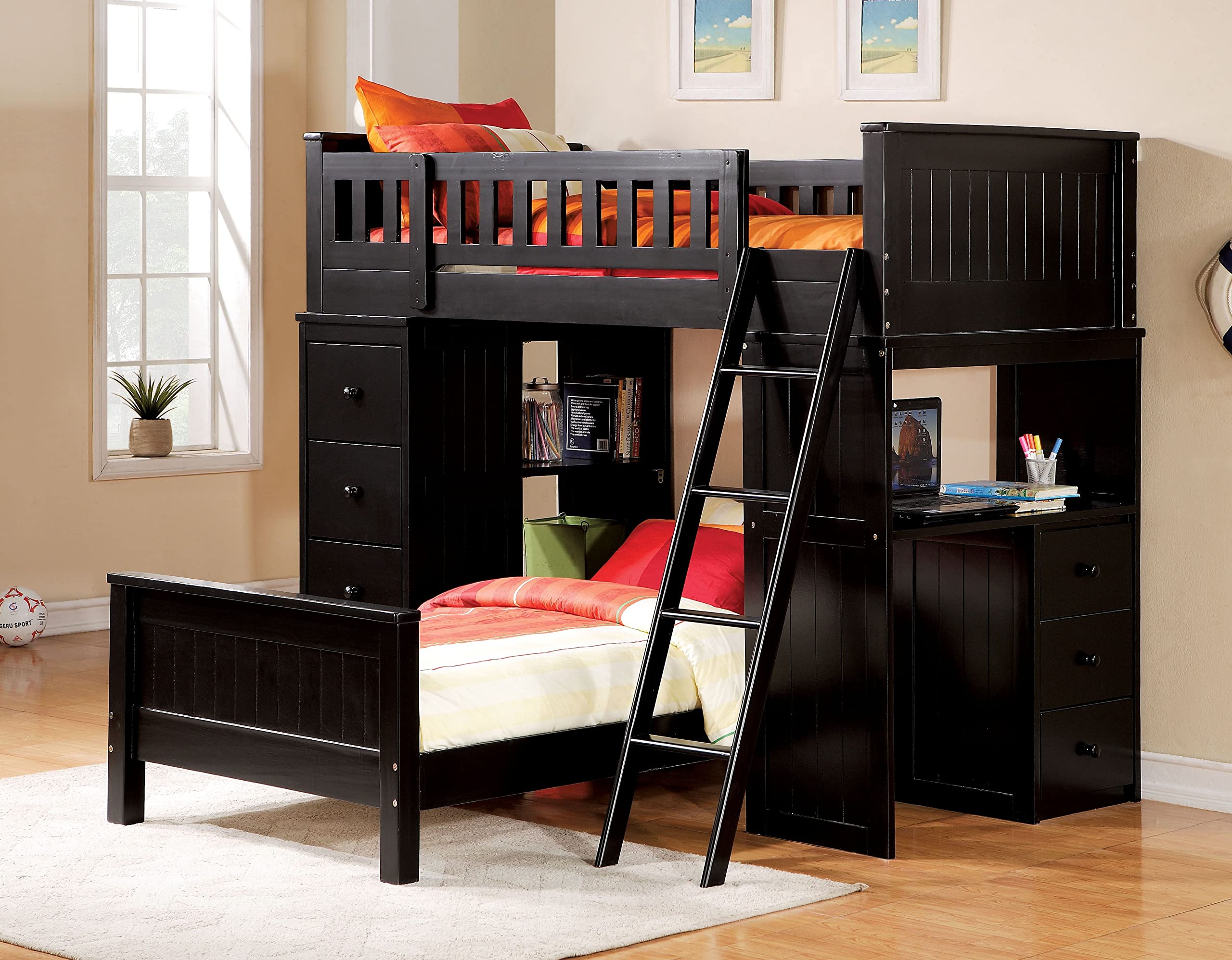 Acme Twin Size Wooden Bed Frame in Black - Sturdy & Elegant for Kids, Teens & Guest Rooms | Perfect for Small Bedrooms & Dormitories