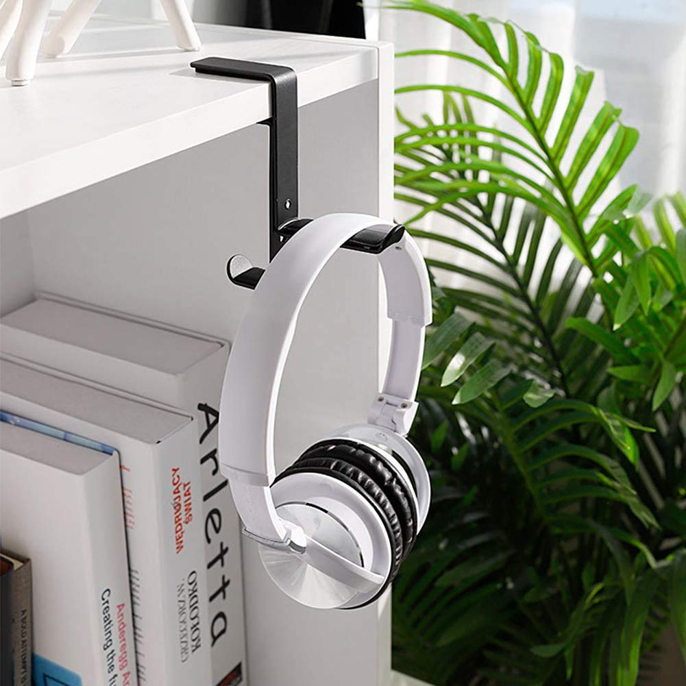 Adjustable Universal Headphone Stand Holder - Desk & Shelf Mount Hanger Hook for Gaming Headsets, Earphones, PC Accessories - Durable Black Display Bracket for Home, Office & Gaming Setup