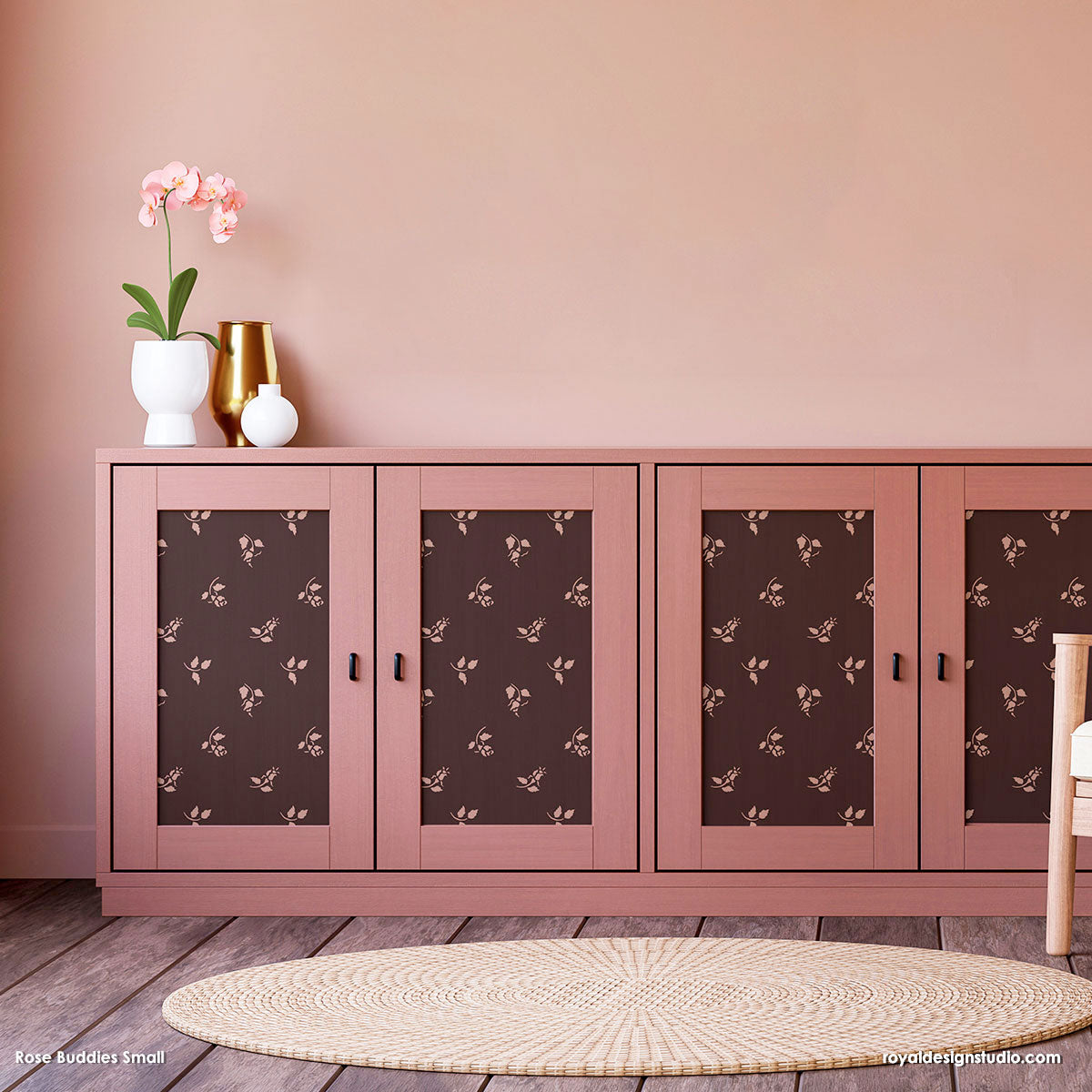 Rose Buddies Floral Stencil Set for Furniture & Wall Decor - DIY Home Painting & Craft Projects