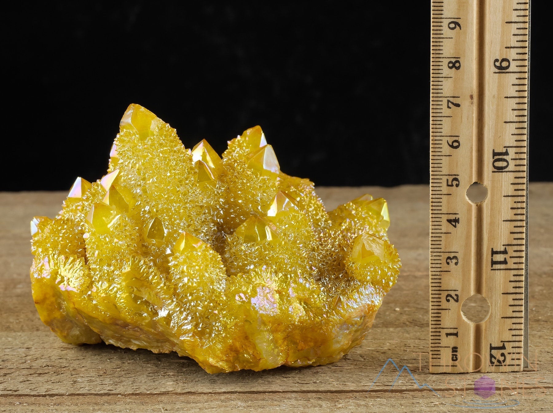 Rainbow Aura Quartz Crystal Cluster - Sunshine Yellow Large Spirit Quartz for Home Decor, Meditation & Healing | Metaphysical Crystal Gift R0618
