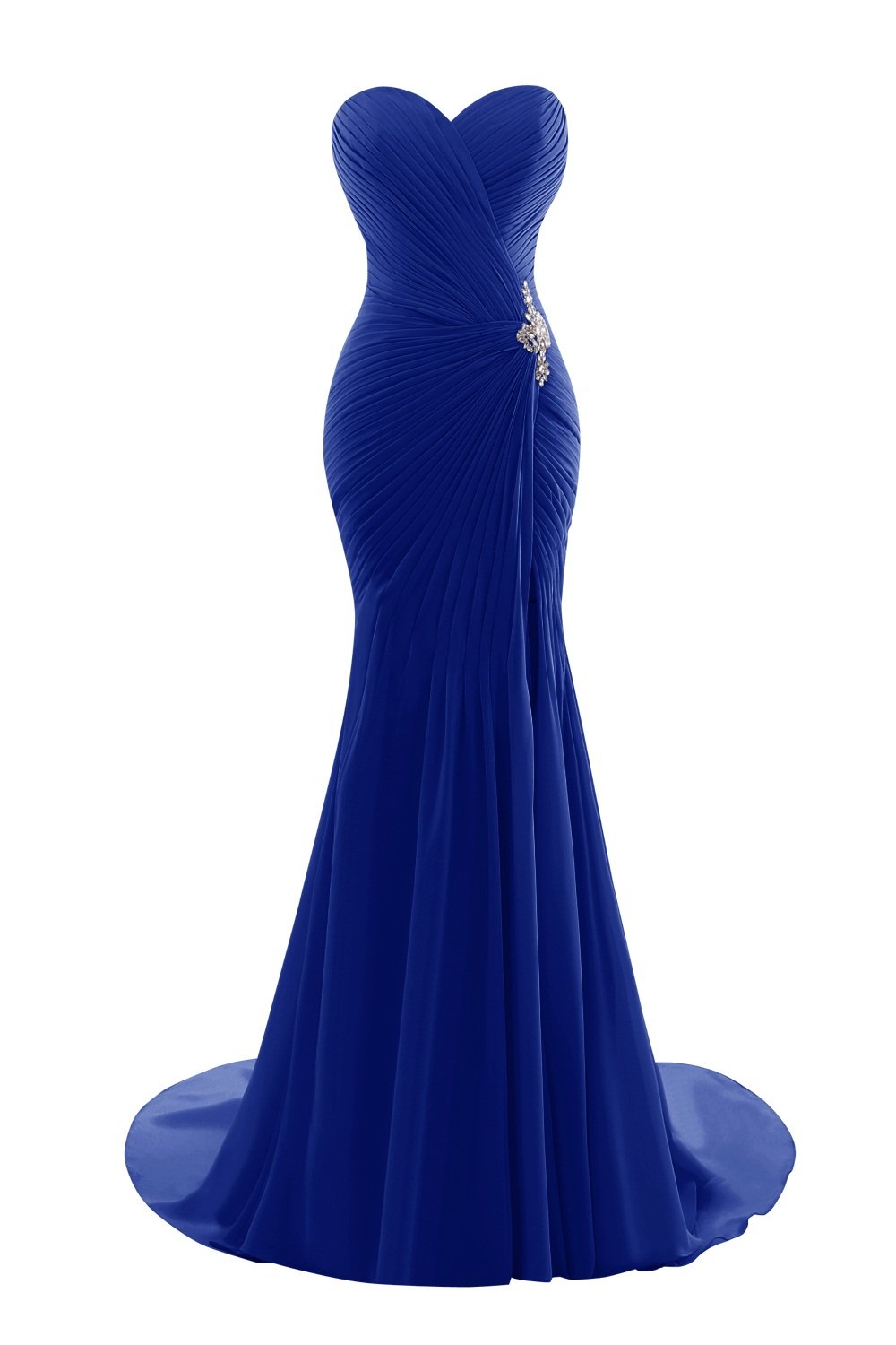 Elegant Royal Blue Mermaid Evening Dress with Pleated Side Slit - US Size 6 for Prom, Gala & Formal Events