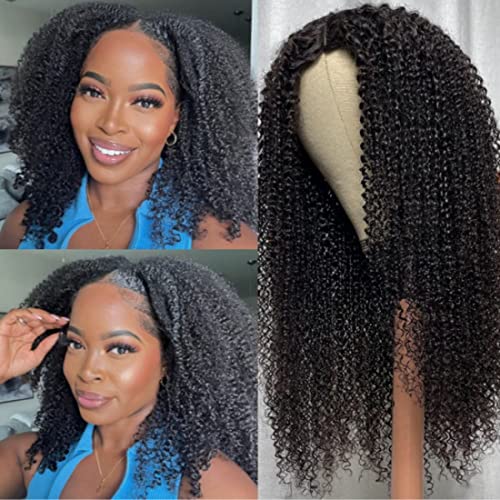 Beauty Forever Afro Small Kinky Curly V Part Human Hair Wig for Women - Brazilian Virgin Hair 5x2.5 Lace Front Wear & Go Wig - 18 Inch 150% Density Natural Color | Perfect for Daily Wear, Parties & Protective Styling