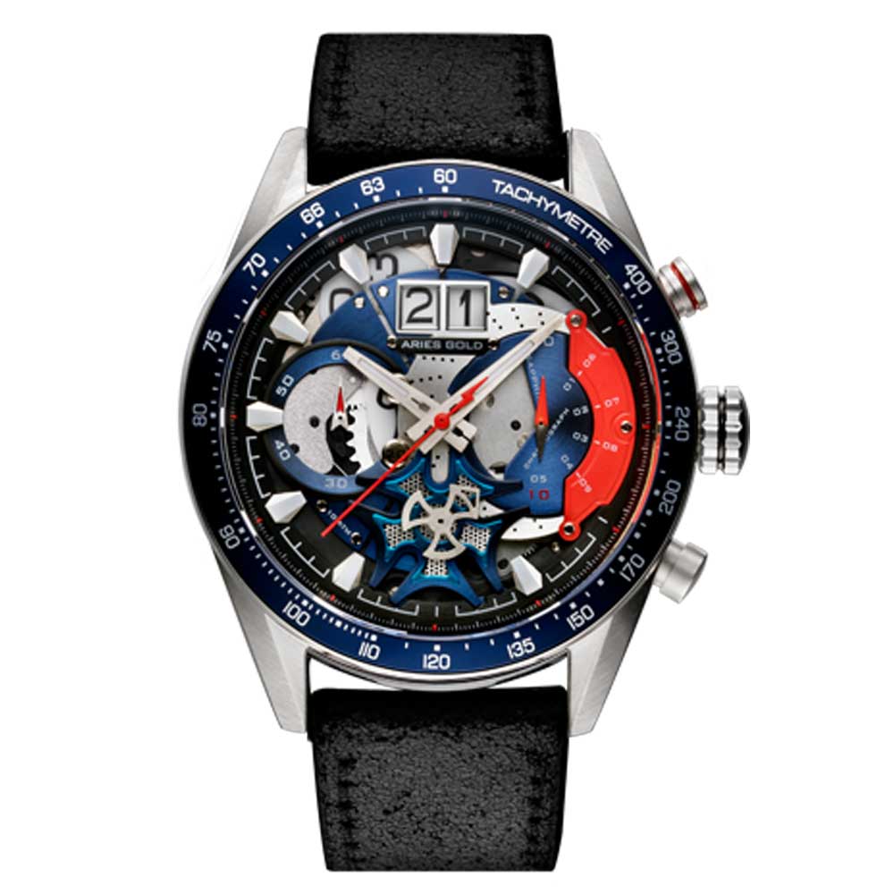ARIES GOLD Chronograph Men's Watch - Silver Stainless Steel G7008-SBU-L - Waterproof, Date Display - Perfect for Business, Casual & Formal Occasions