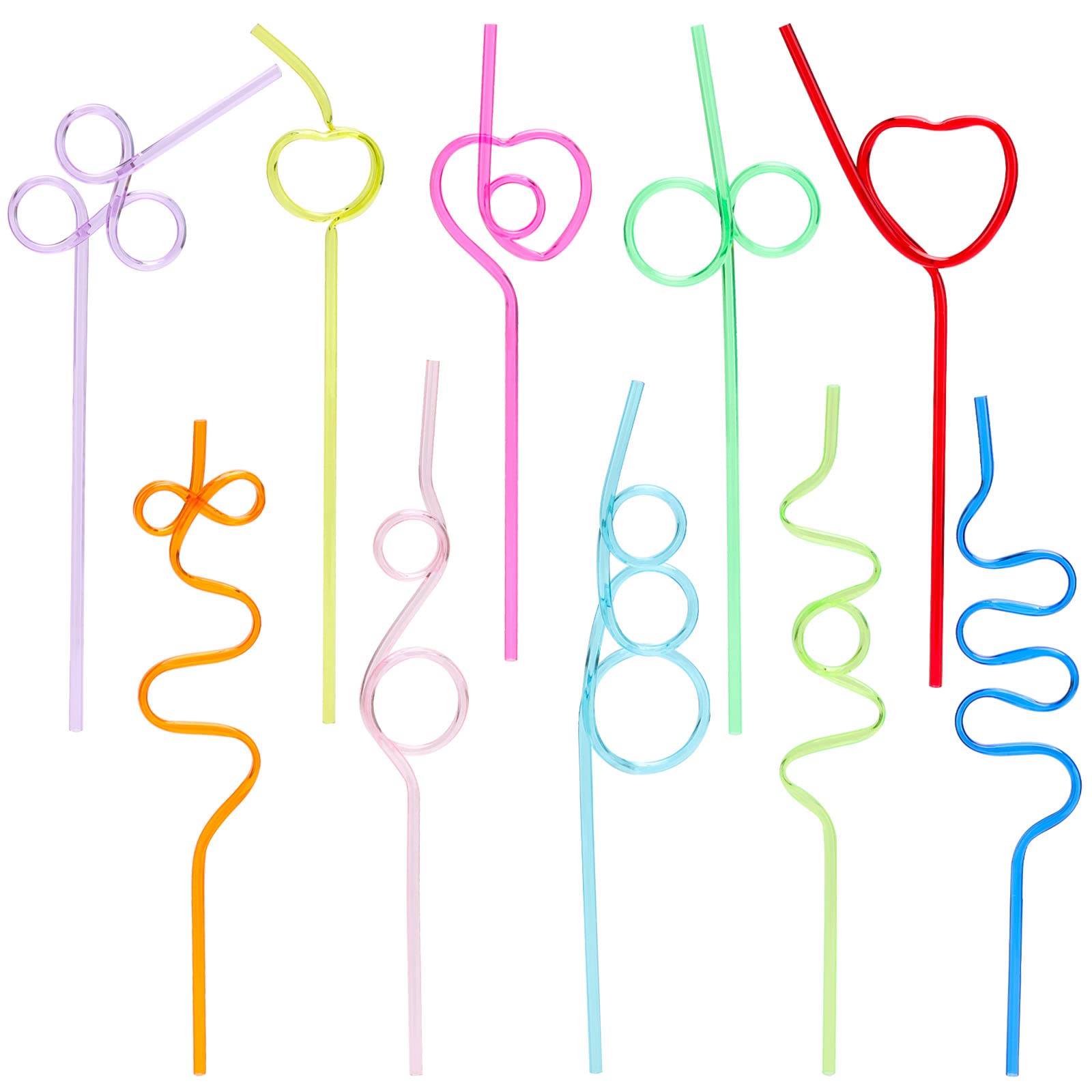 50PCS Reusable Crazy Straws - Fun Colorful Twisted Drinking Straws for Kids, Birthday Parties, Smoothies, Milkshakes & Summer Drinks - BPA-Free Hard Plastic Loop Straws for Parties, Events & Home Use