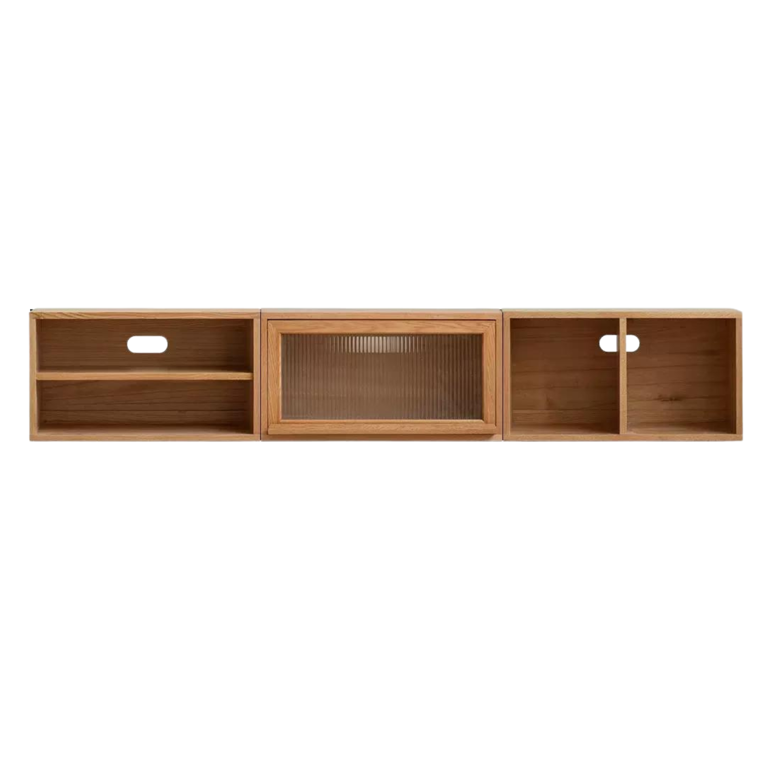 Modern Oak Solid Wood TV Stand with Free Combination Storage Shelves - Perfect for Living Room, Home Theater & Entertainment Center Organization
