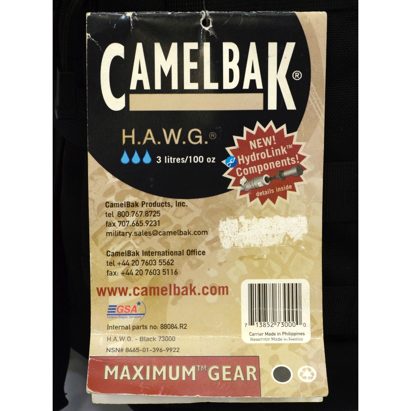 CAMELBAK HAWG 3L/100oz Hydration Pack - 73000 MAXIMUM GEAR HydroLink - Black Tactical Backpack for Hiking, Biking & Outdoor Adventures