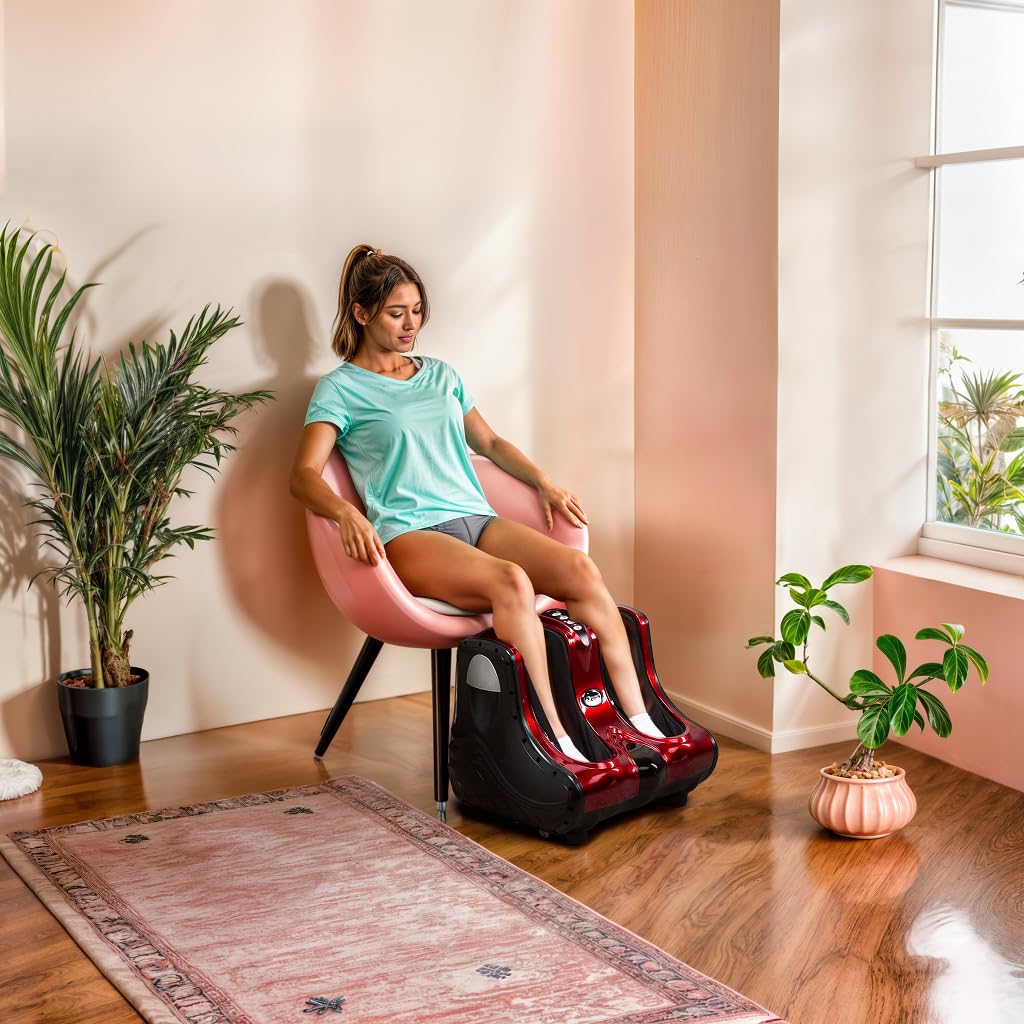GLOBAL RELAX® VITALZEN Foot and Leg Massager with Kneading, Vibration, Rolling & Shiatsu Therapy - 6 Massage Modes for Pain Relief in Feet, Ankles & Calves - Perfect for Home, Office & Post-Workout Recovery