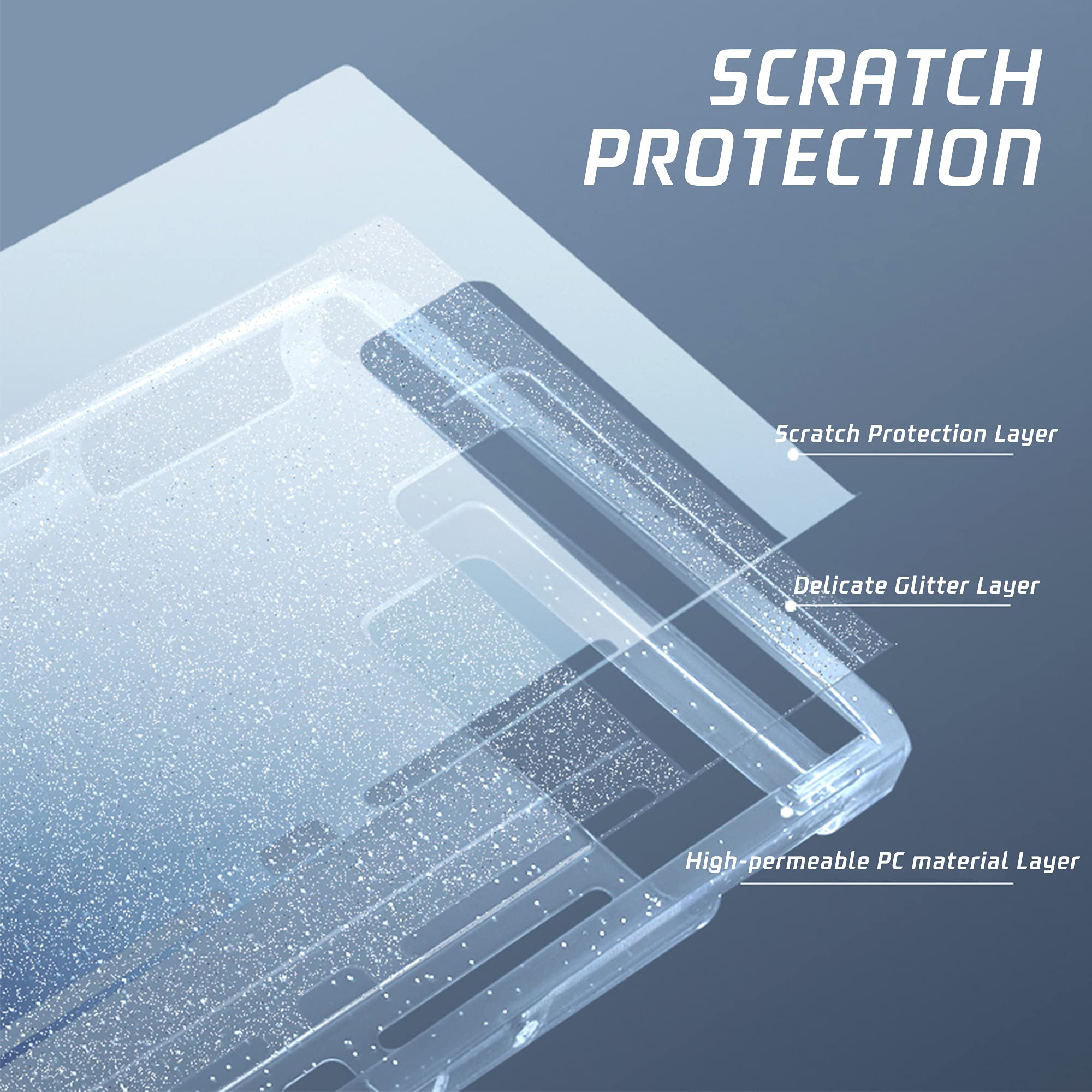 FANPL Glitter Clear Case for Nintendo Switch - TPU Silicone Soft Shell Dockable Protective Cover for Switch Console & Joy-Con Controllers with 2 Bling Thumb Grips (Transparent) - Perfect for Gaming Protection & Style Enhancement