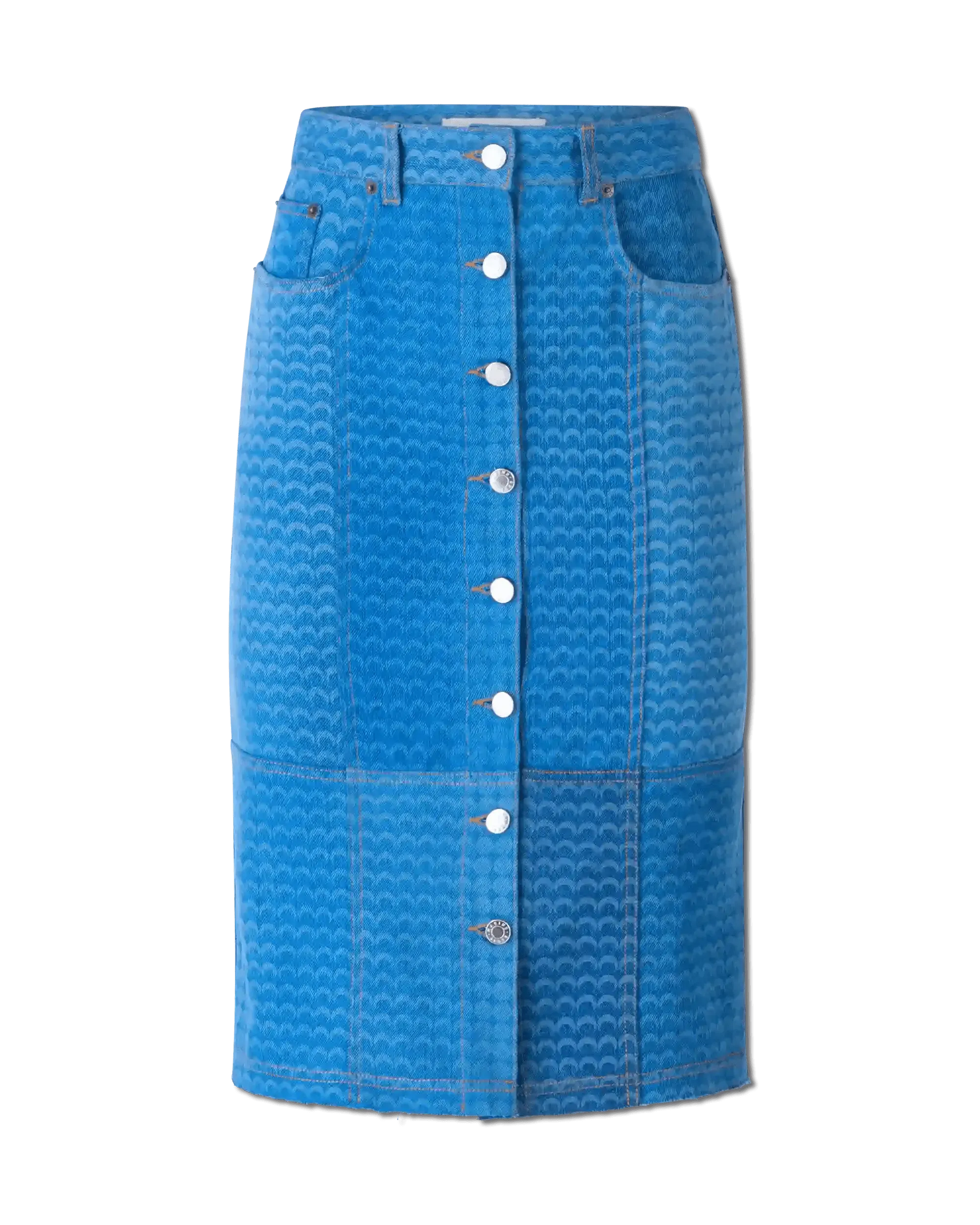Regenerated Denim Moonfish Skin Skirt - Women's High Waisted A-Line Denim Skirt for Casual Wear & Street Style Outfits