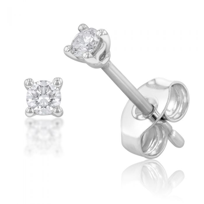 9ct White Gold Diamond Stud Arabella Earrings - Elegant Dainty Earrings for Women, Perfect for Weddings, Parties & Everyday Wear