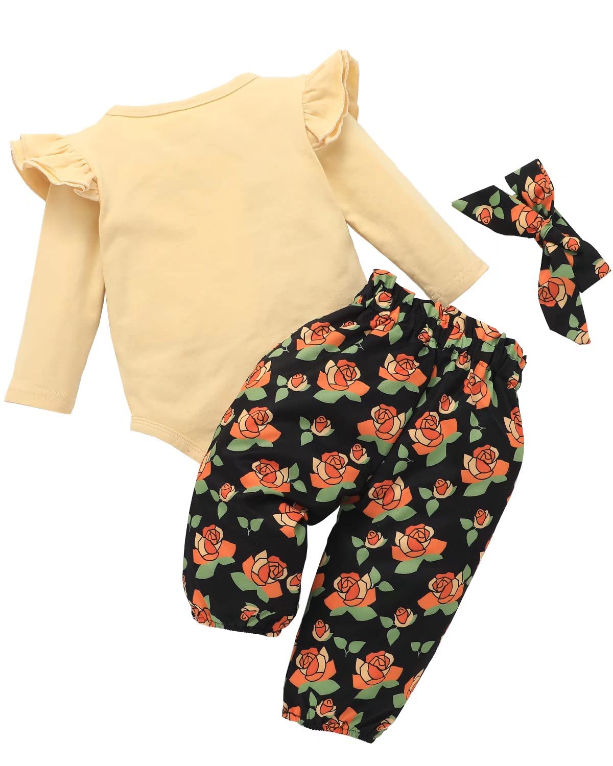 BINPAW Floral Newborn Baby Girl Outfits Set - Soft Cotton Romper & Headband for 0-3 Months - Perfect for Photoshoots, Baby Showers & Special Occasions