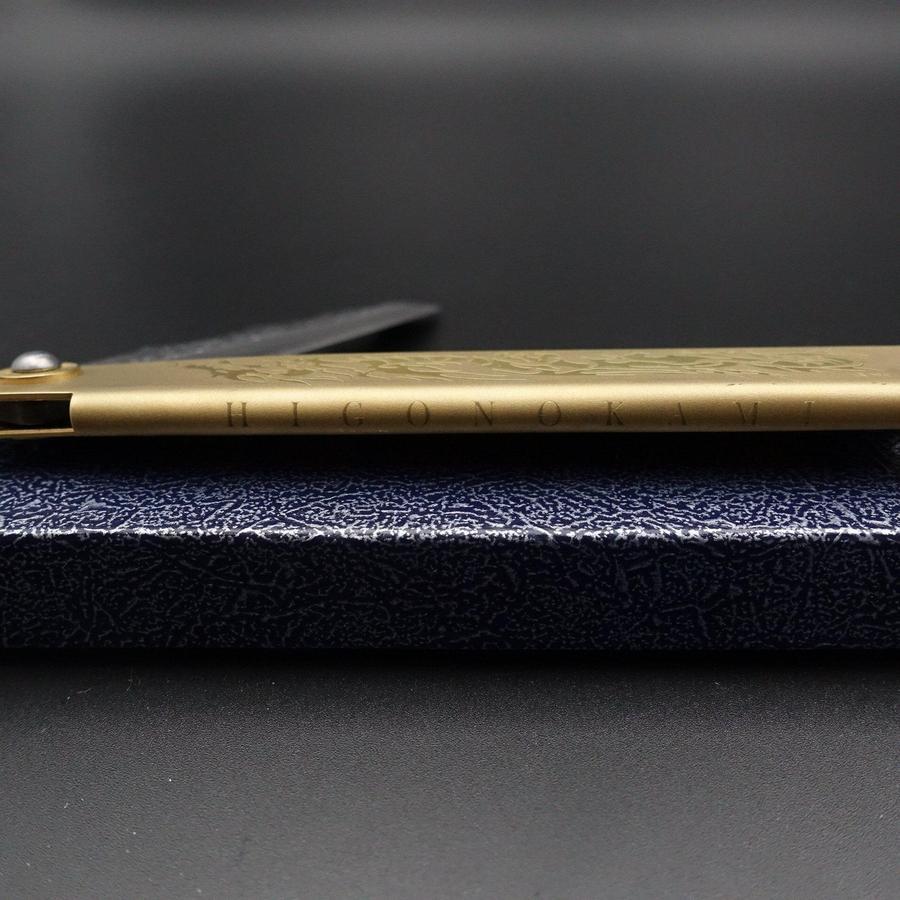 Ryubu Dragon Brass Higonokami Aogami 120mm Japanese Folding Knife - Handcrafted Pocket Knife for Outdoor, Camping & EDC Use