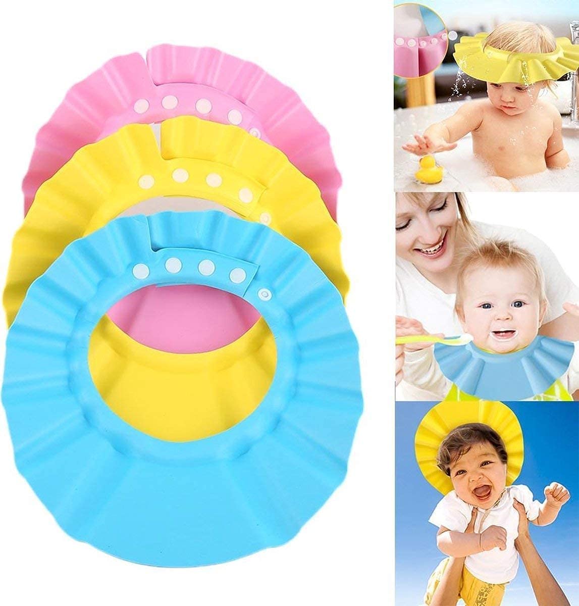 Adjustable Soft Visor Hat for Babies & Toddlers - Safe Shampoo & Bathing Protection Cap for Kids (Multi Colors) | Perfect for Shower Time, Hair Washing & Water Play