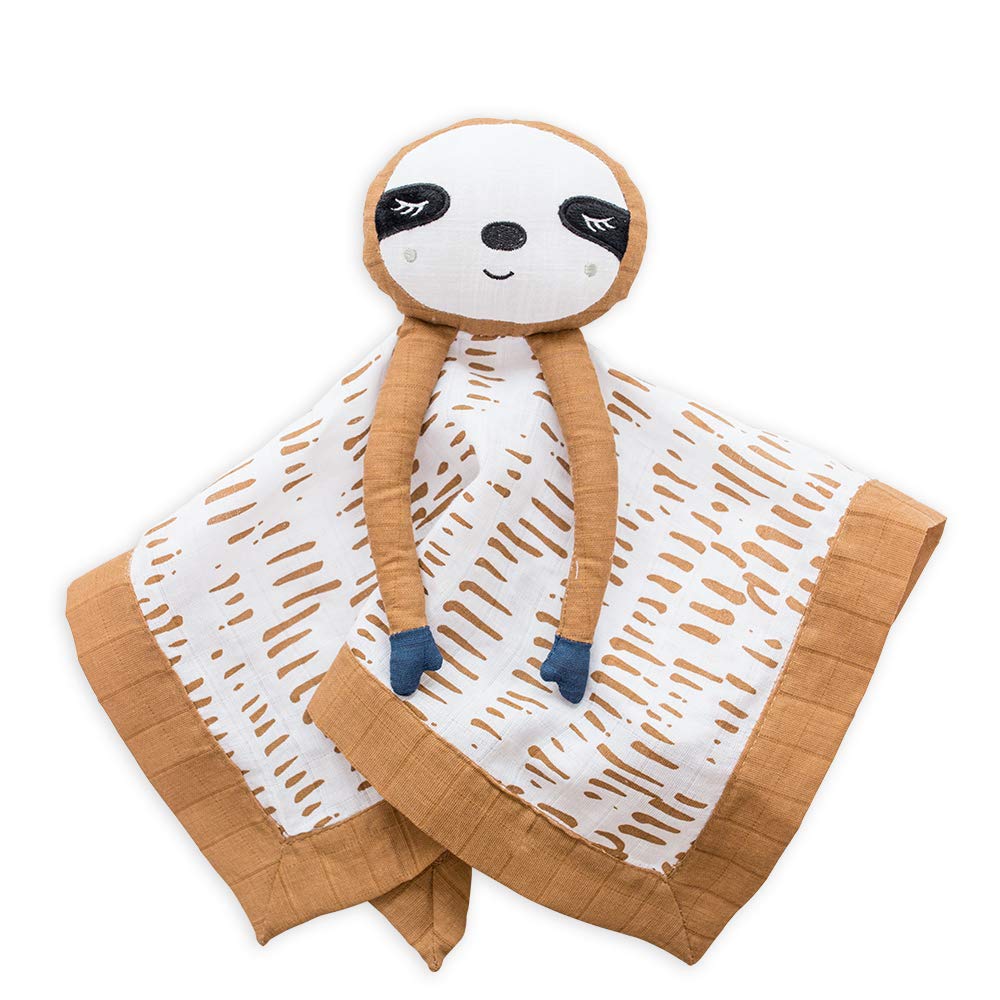 Lulujo Baby Muslin Lovies Toy - Soft Sloth Lovey Blanket for Newborns & Infants | Perfect for Cuddling, Soothing, and Nursery Decor