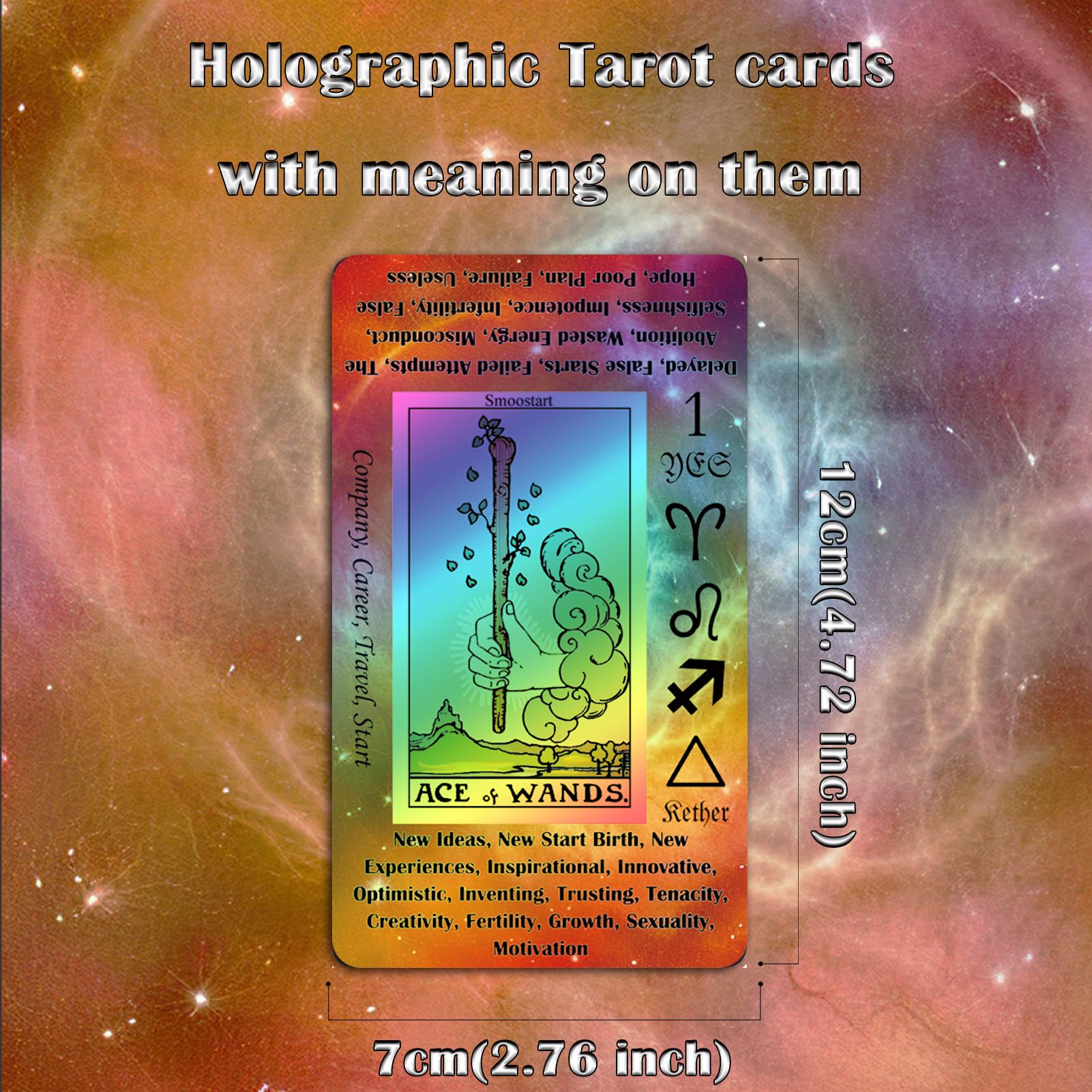 Premium Smoostart Tarot Cards for Beginners - 78-Card Deck with Meanings, Holographic Laser Surface & Guide Book - Perfect for Divination, Meditation & Spiritual Growth