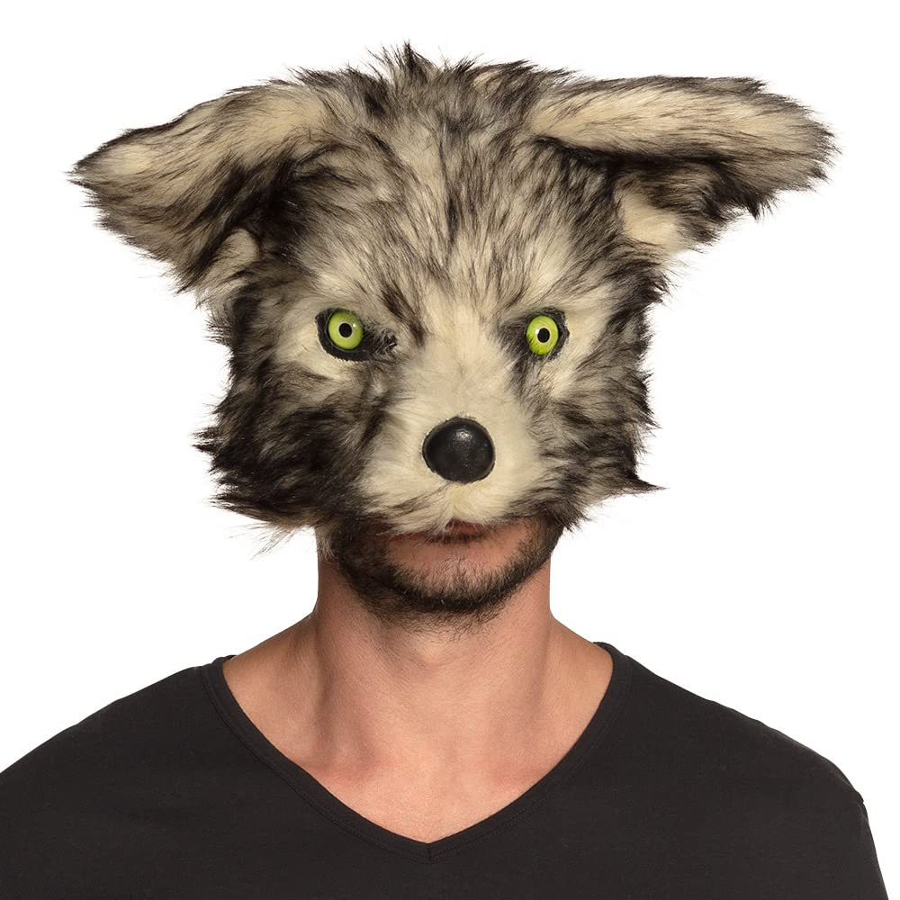 Werewolf Mask for Adults - Plush Half Face Wolf Dog Costume Mask - Halloween Party, Cosplay, Fancy Dress Accessory (Off-White) - Perfect for Halloween Costumes, Cosplay Events, and Themed Parties