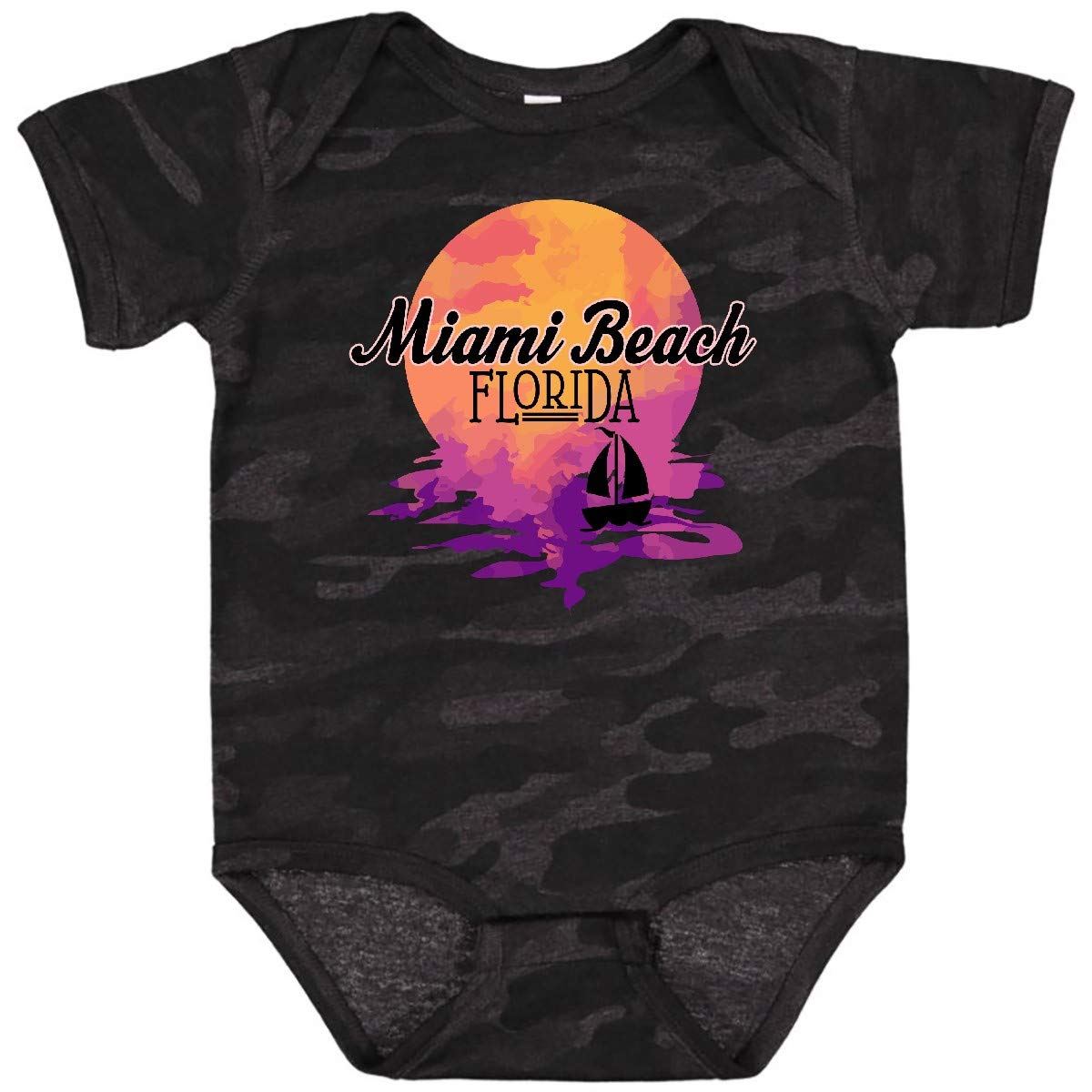 Inktastic Miami Beach Florida Vacation Sunset Baby Bodysuit - Cute Infant Onesie for Beach Trips, Family Vacations & Photo Shoots