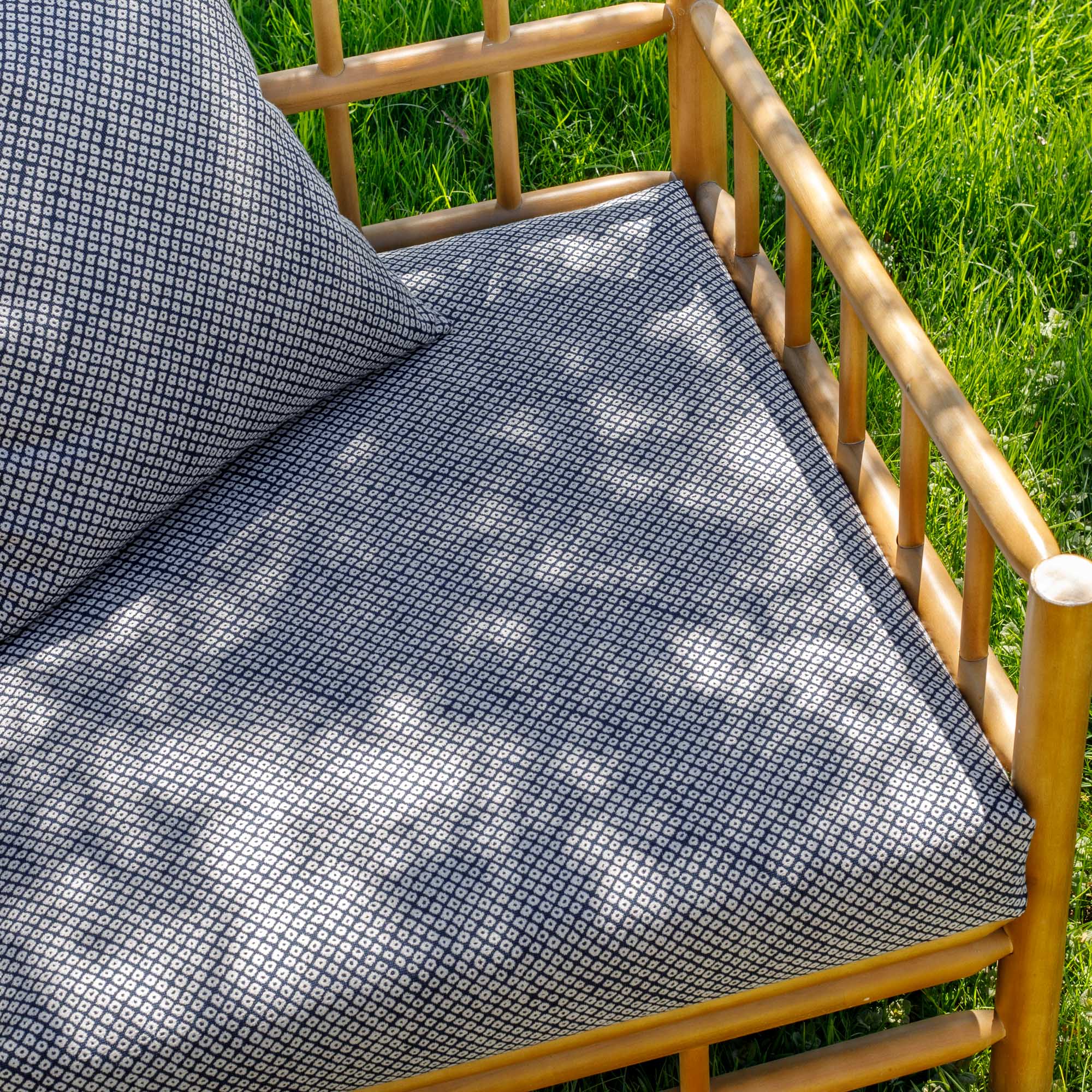 Premium Shibori Dyed Sunbrella Outdoor Fabric - Waterproof & UV Resistant - Indigo Blue - Perfect for Patio Furniture, Cushions, and Outdoor Decor