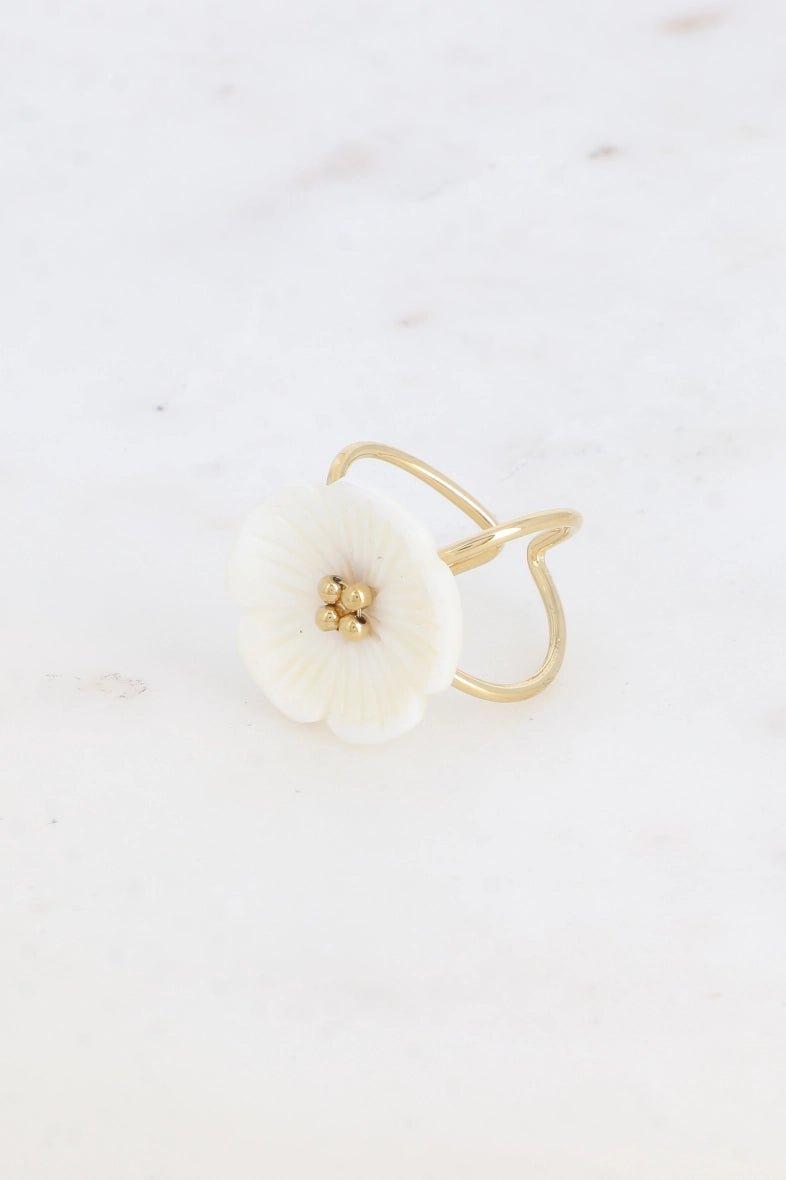 Elegant Celine Bohm Large Flower Stainless Steel Ring for Women - Perfect for Weddings, Parties, and Special Occasions