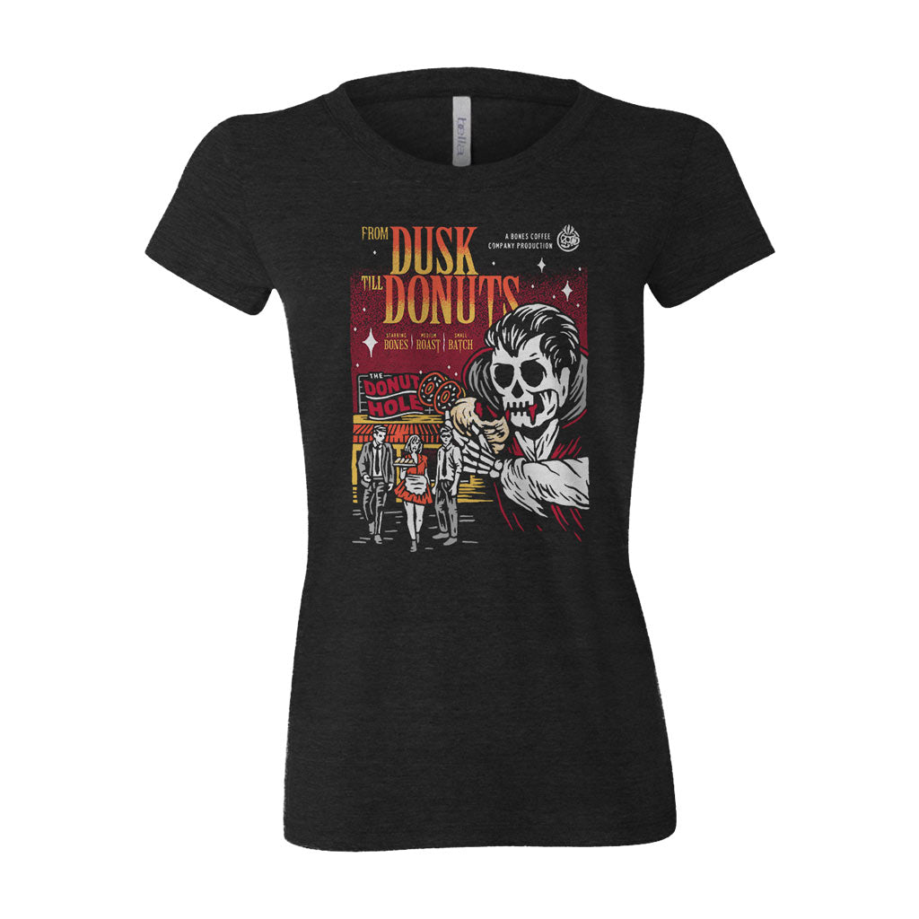 From Dusk Till Donuts Graphic T-Shirt - Funny Donut Lover Tee for Men & Women - Casual Cotton Shirt for Breakfast Lovers, Coffee Dates & Donut Shop Outings