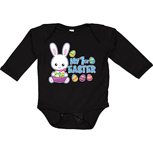 My 1st Easter with Bunny and Easter Basket - Adorable Baby Long Sleeve Creeper for Easter Photo Shoots & Family Celebrations