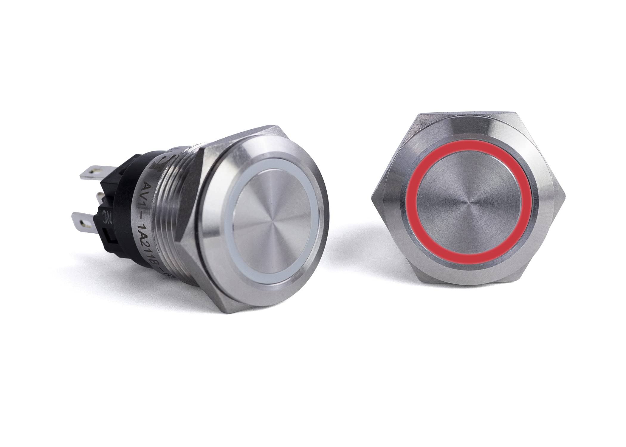 Sierra AV10040R Red Halo Push Button Switch - Durable Momentary Contact Switch for Industrial Control Panels, Machinery, and DIY Electronics Projects