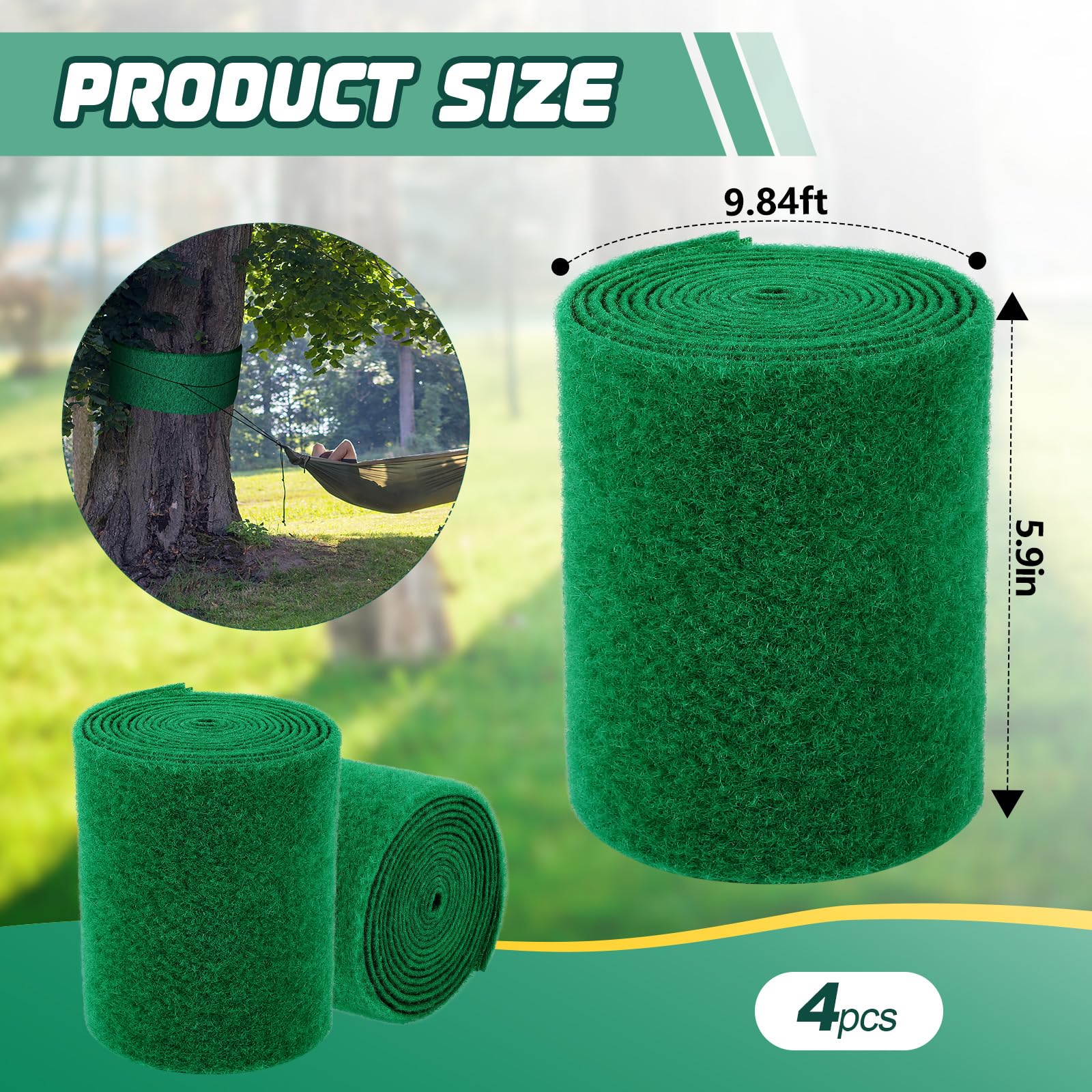 8-Piece Tree Protector Kit for Slacklines - Non-Slip Felt Wraps (9.84 ft x 6 Inch) - Tree Trunk Guard for Outdoor Activities Like Ninja Ziplines, Slackline Hammocks, Rope Swings & More - Protects Trees While Enjoying Backyard Fun
