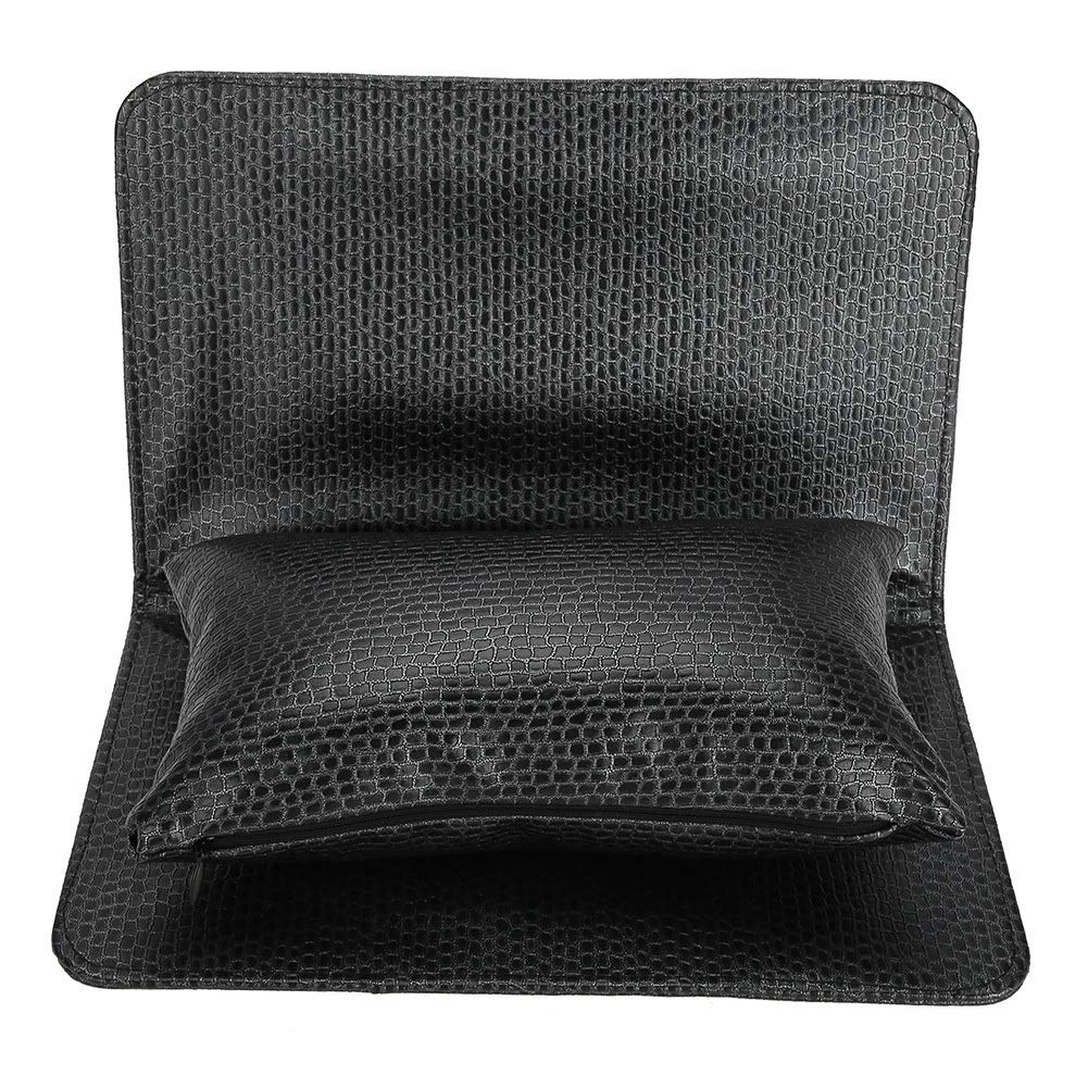 SHYEKYO Soft Nail Cushion for Manicure - Small Washable Hand Cushion for Nail Treatment - Perfect for Salon Professionals & At-Home Nail Care (Black)