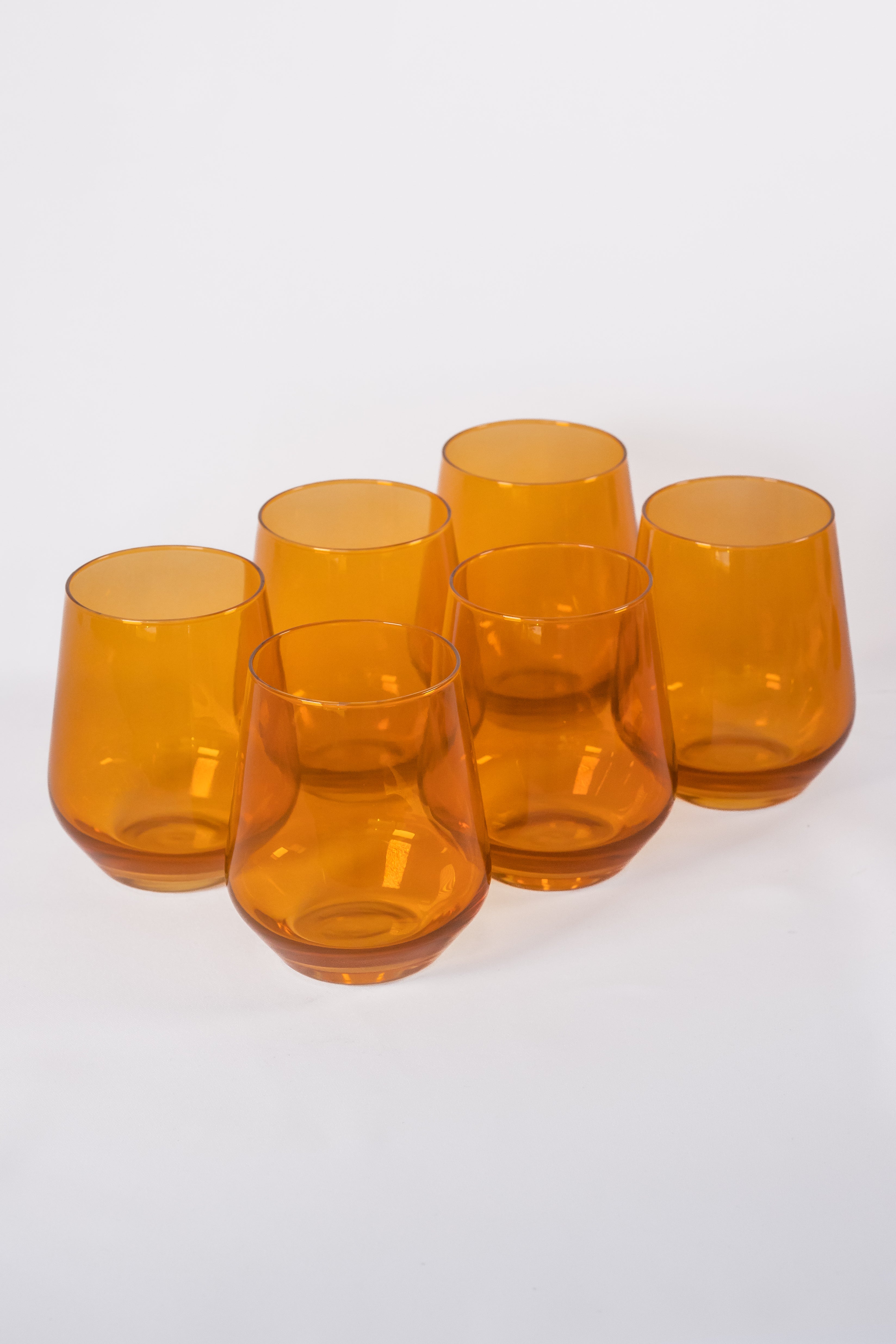 Estelle Colored Stemless Wine Glasses Set of 6 - Butterscotch for Dinner Parties, Weddings & Home Decor