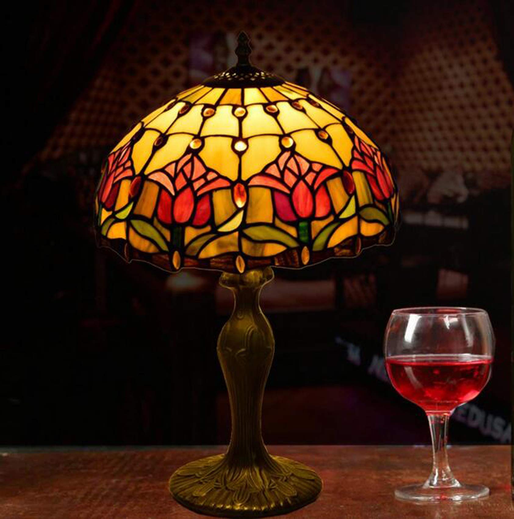 Tiffany Style Stained Glass Table Lamp - 12