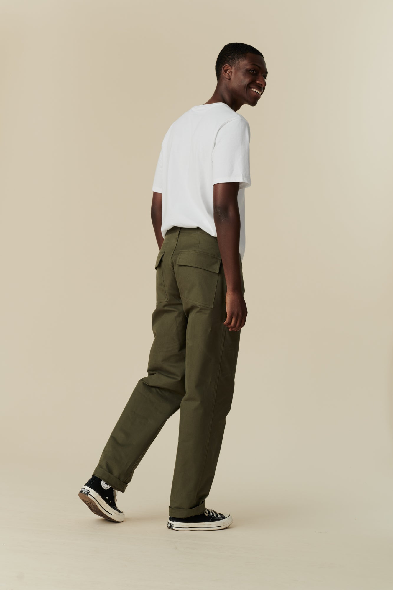 Men's Heavyweight 100% Cotton Combat Pants - Olive Green Tactical Trousers for Outdoor, Hiking & Military Style