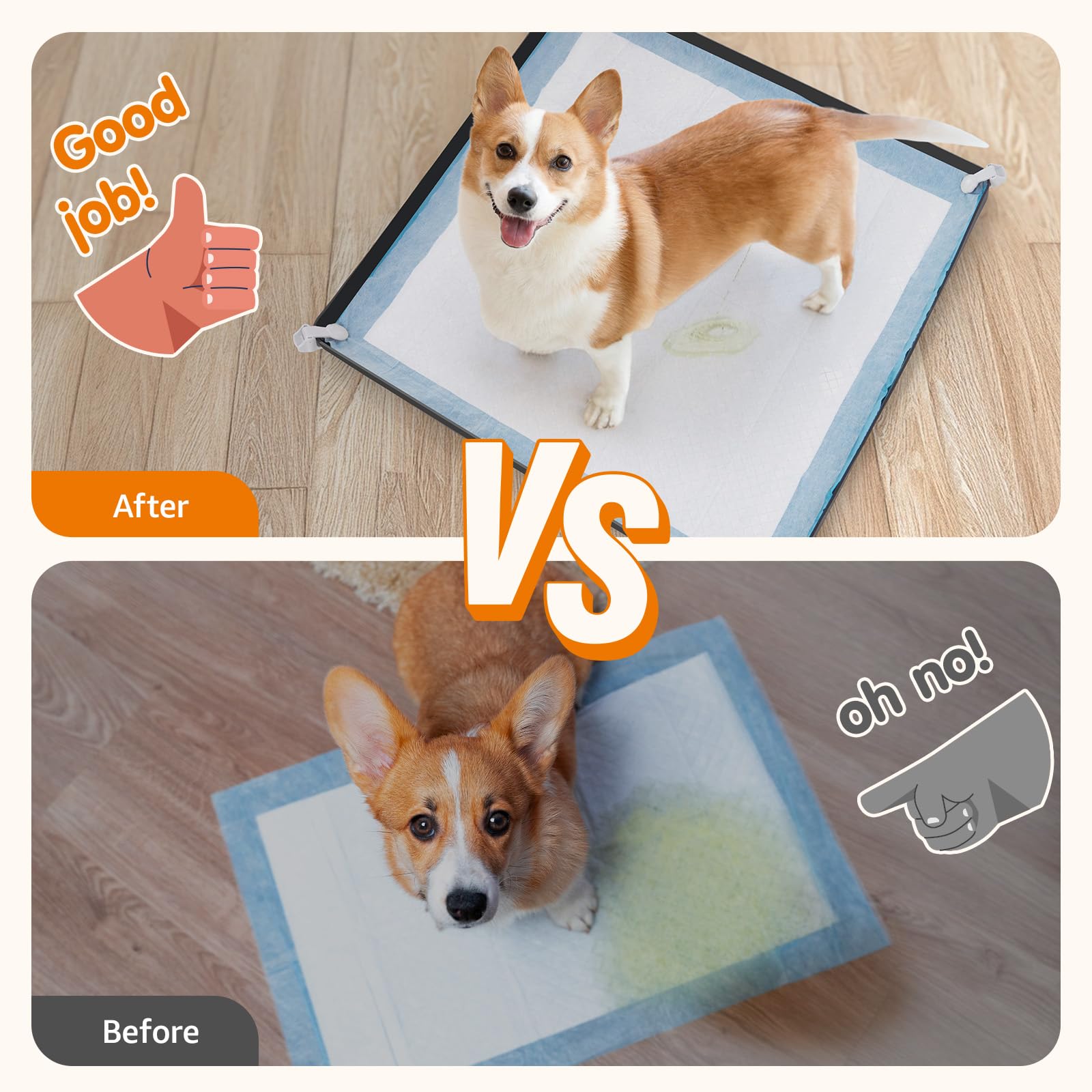 LOOBANI Large Dog Pee Pad Holder - Non-Slip Silicone Puppy Training Mat Tray with 4 Secure Clamps for Indoor Potty Training - Fits 27