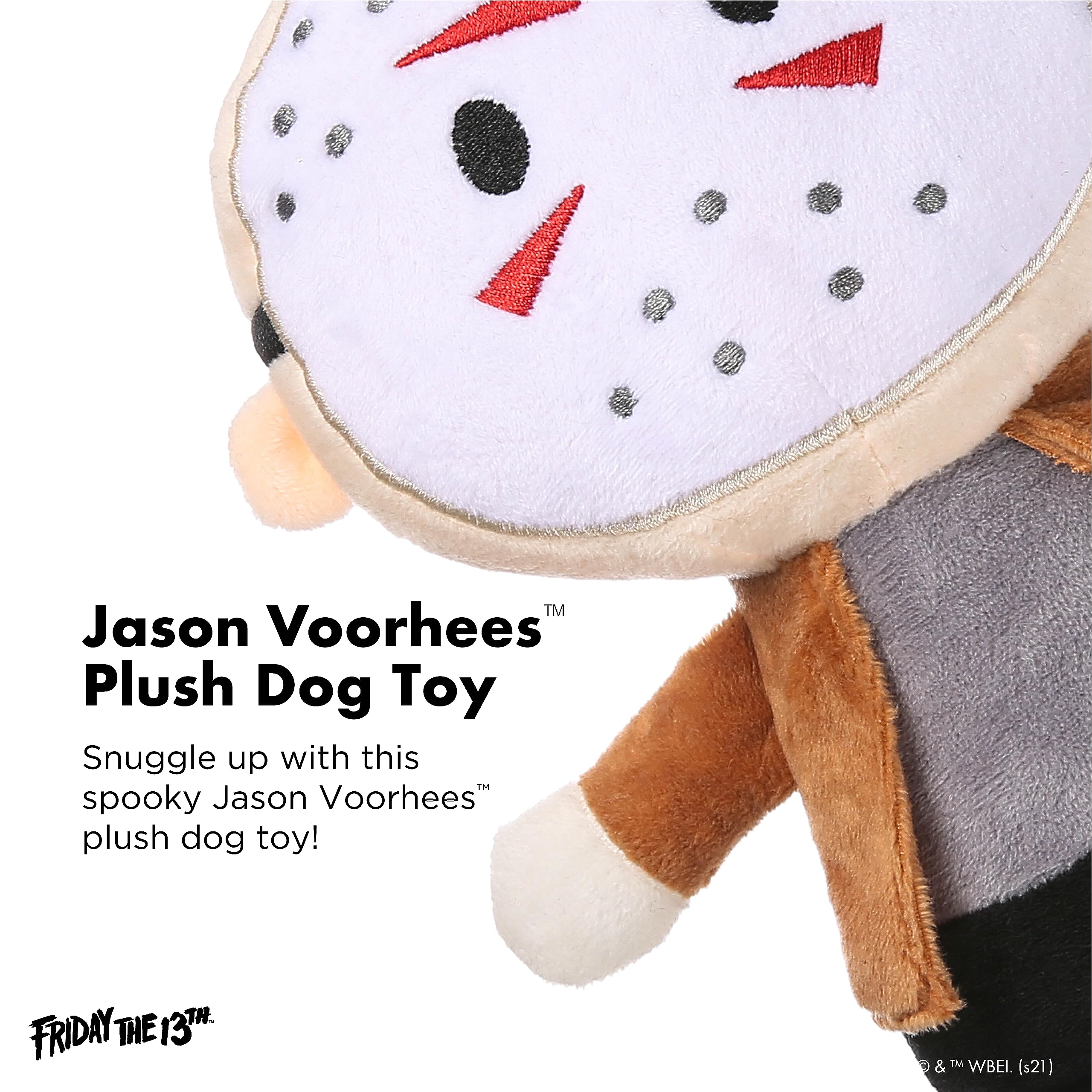 Friday The 13th Jason Voorhees Plush Dog Toy - Warner Bros Horror Movies Collectible Squeaky Chew Toy for Medium Dogs (6 Inch) | Perfect Halloween Gift & Horror Movie Fan Accessory for Playtime & Collecting